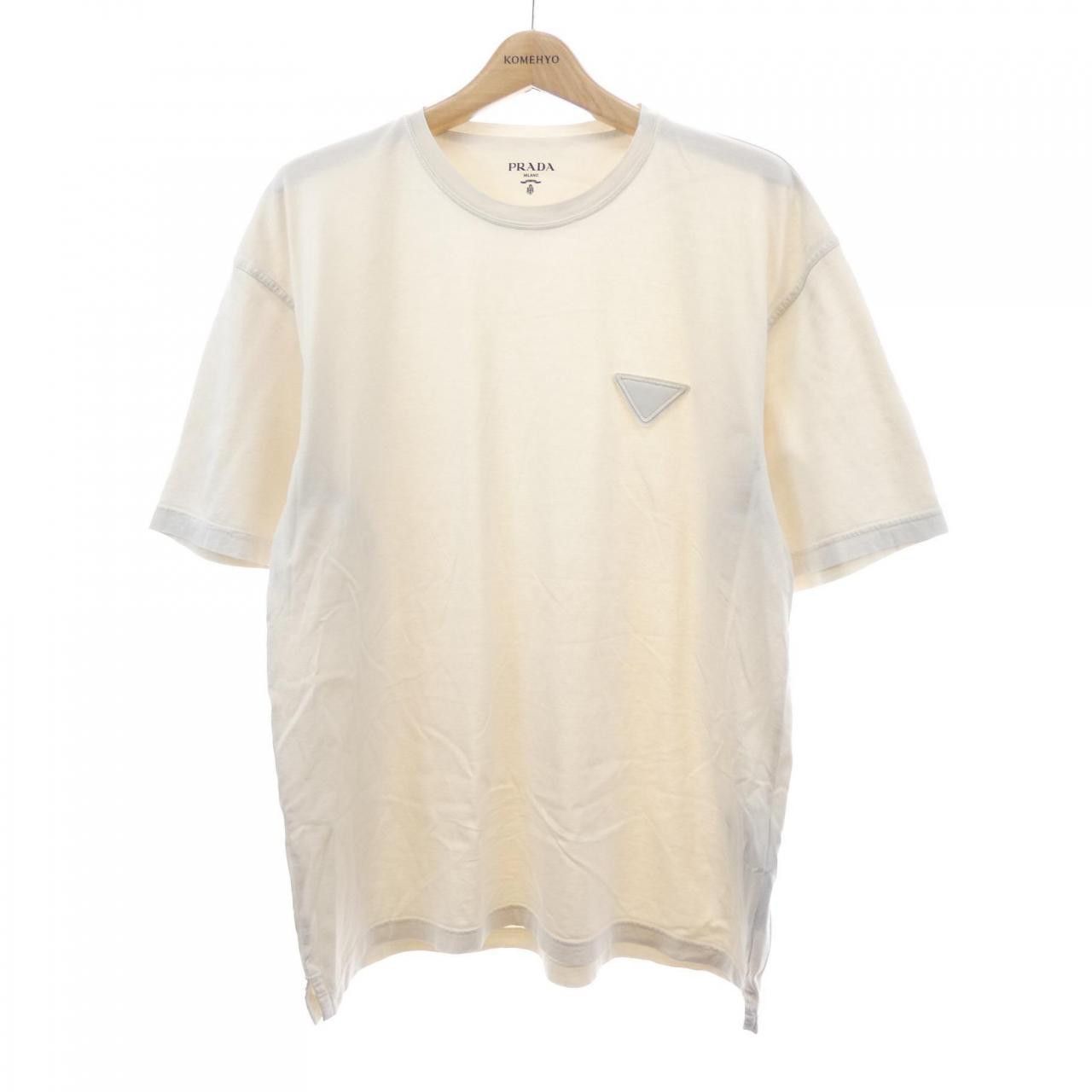 Prada Prada Prada Triangle Logo Cotton T Shirt Textile T-Shirts UJN852S23213CC DUTY FREE for USA Size ONE SIZE - 1 Thumbnail