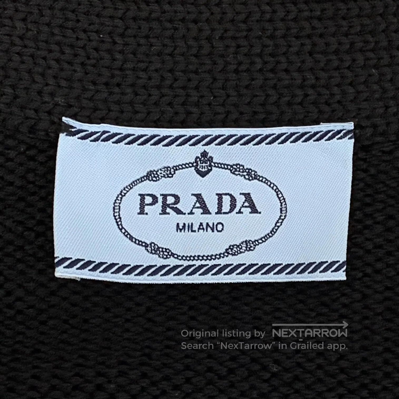 Prada Prada Black Pattern Embroidered Cashmere V-neck Long Sleev Size US XS / EU 42 / 0 - 6 Thumbnail