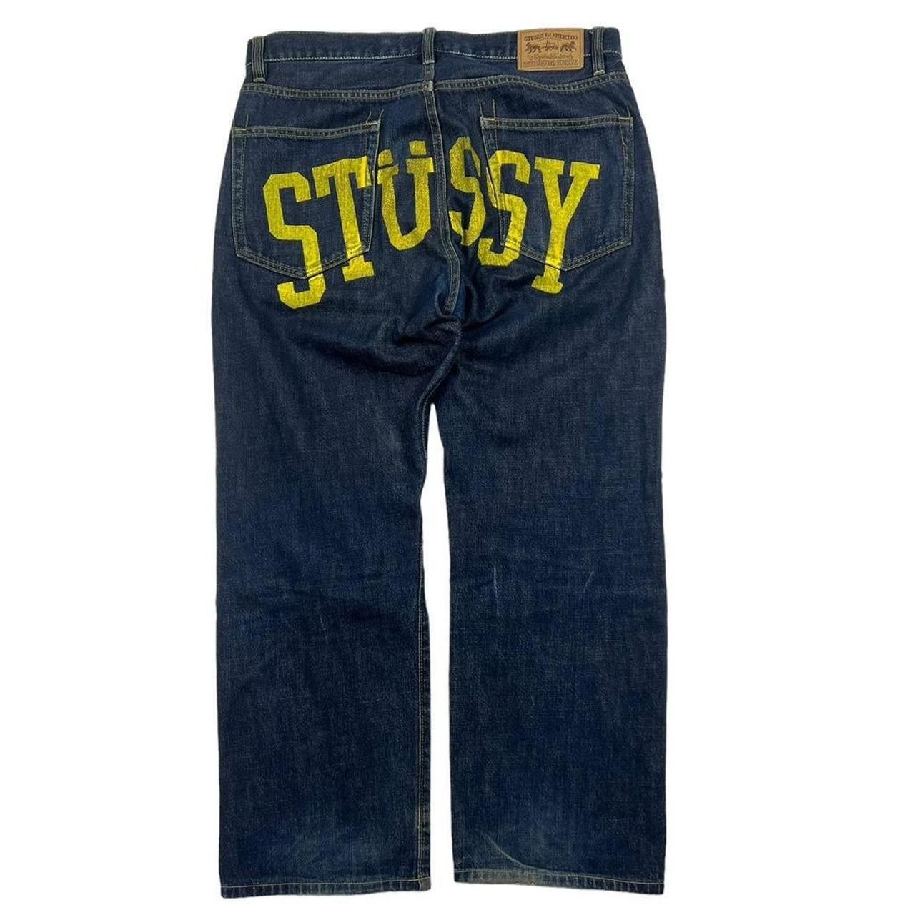 Stussy Vintage 2000s Stussy Yellow Spellout Jeans - Waist: 34” Size US 34 / EU 50 - 1 Thumbnail