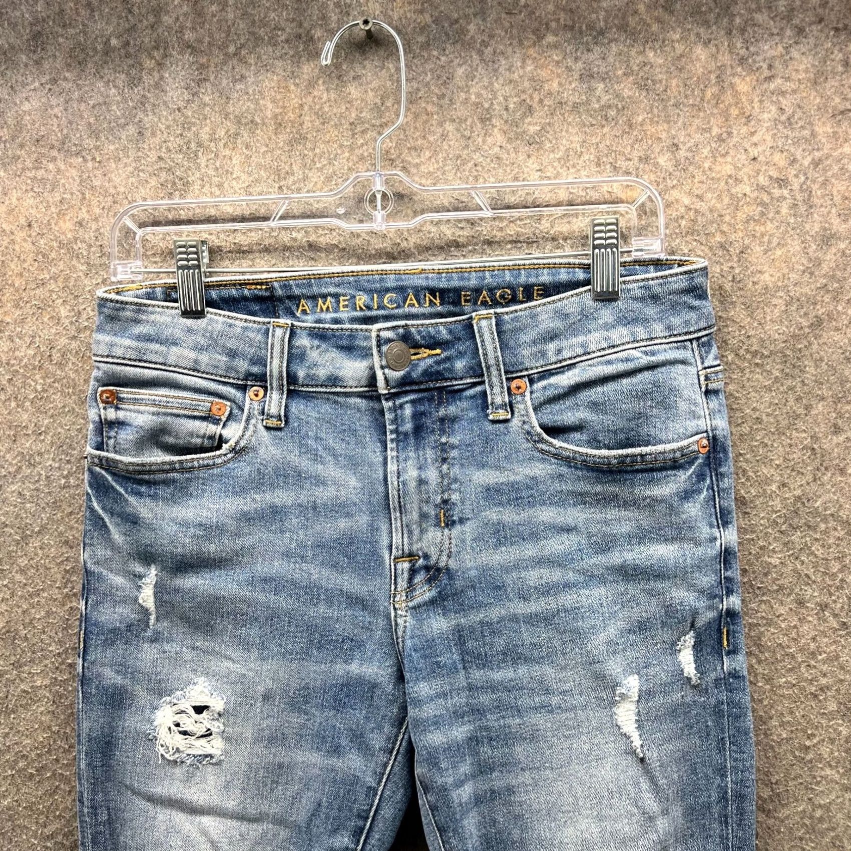 American Eagle Outfitters American Eagle Outfitters Jeans Mens 30x30 Blue Denim Slim Distressed Regular Inseam 30 Size US 30 / EU 46 - 5 Thumbnail