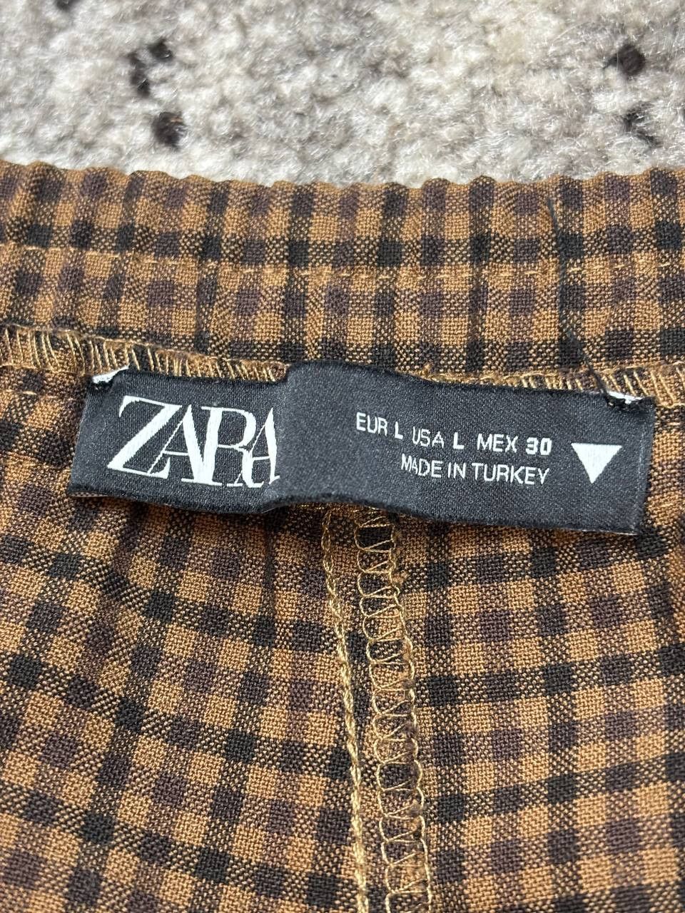 Zara Zara Gingham Wide Leg Track Pants Brown Plaid Side Stripe L Size 34" / US 12 / IT 48 - 14 Thumbnail