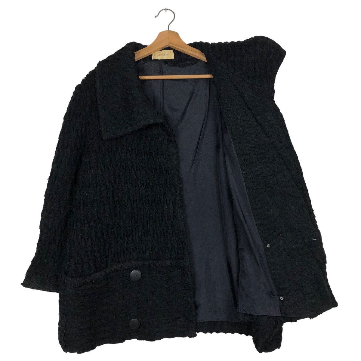 Issey Miyake 🔥Rich Black- Vintage Wool Jacket Button Elmorea Japan Made Size US L / EU 52-54 / 3 - 11 Thumbnail