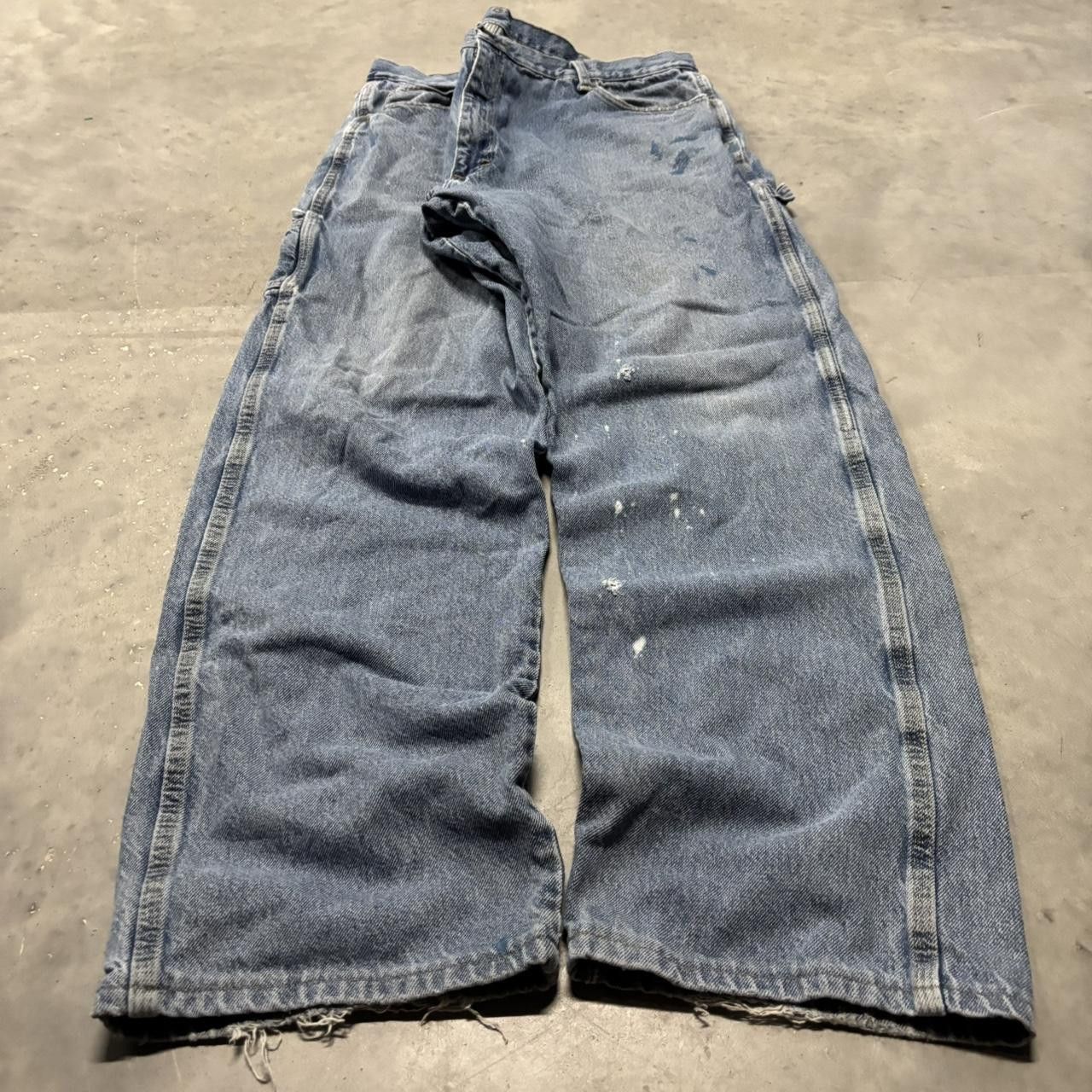Japanese Brand × Vintage Crazy Vintage Y2K/2000s Baggy Faded Light Wash Skater Style Carpenter Denim Jeans! Size US 40 / EU 56 - 3 Thumbnail
