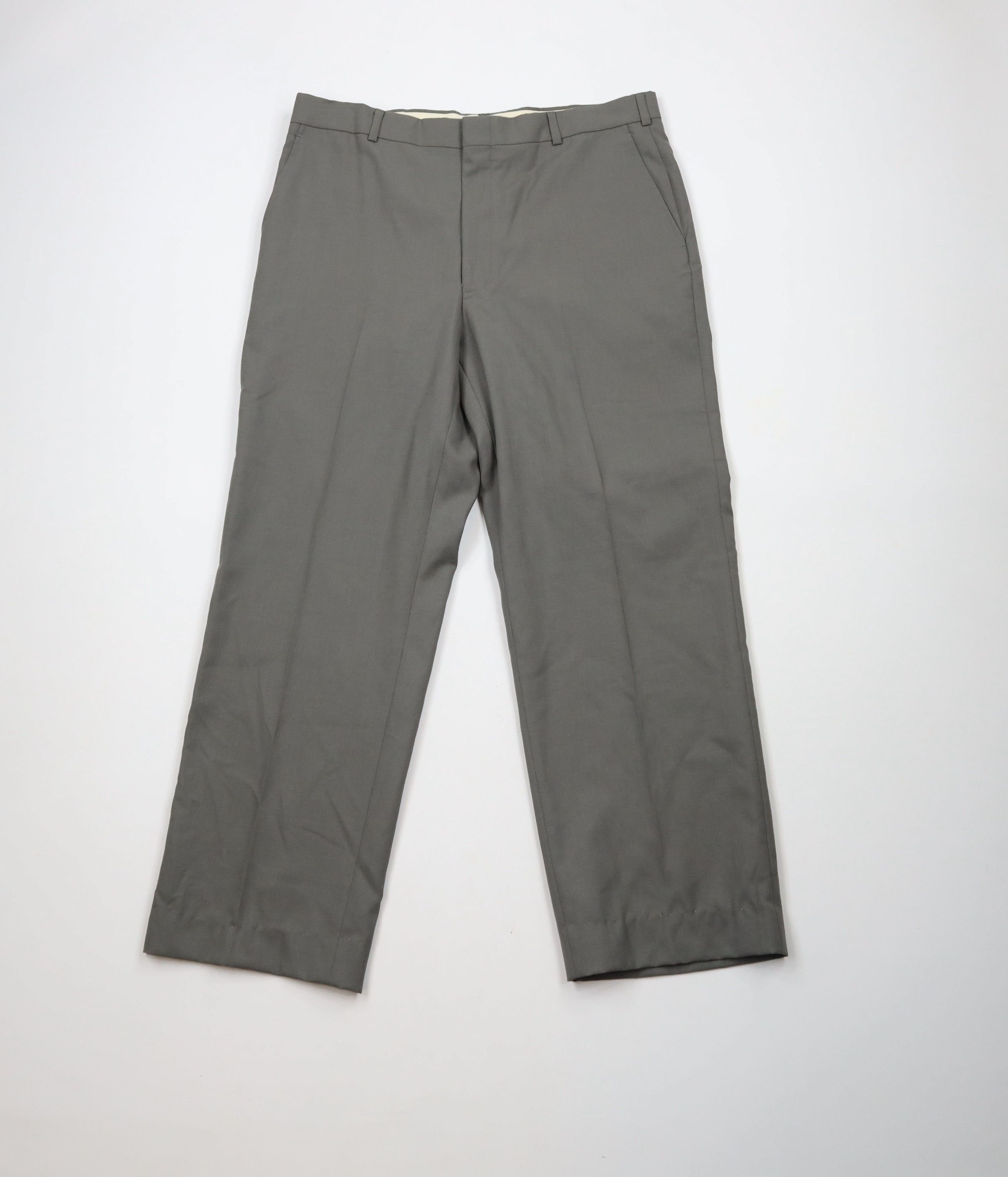 Vintage 90s Streetwear Wool Wide Leg Chino Pants Gray