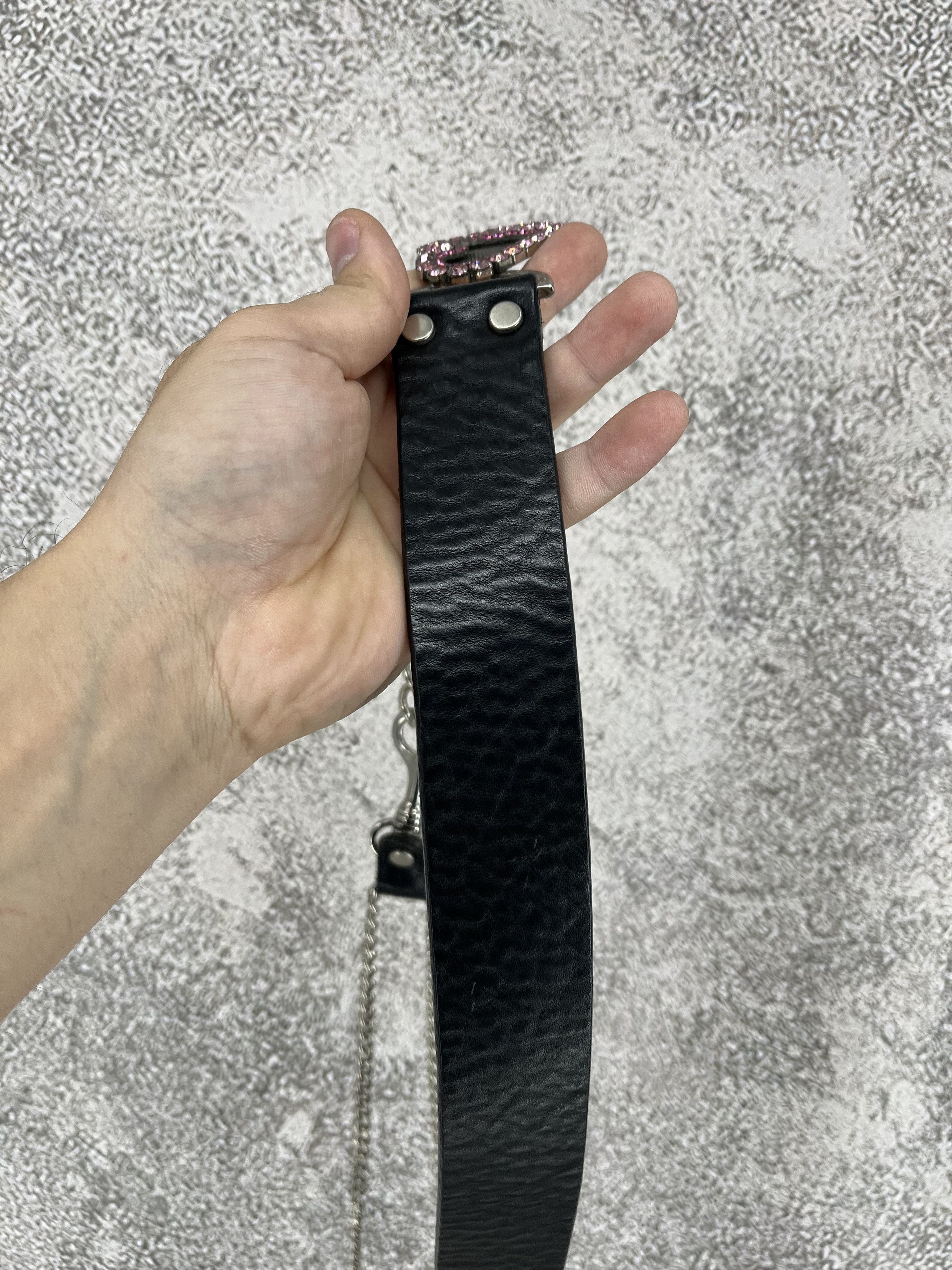 Iceberg ICEBERG Leather Belt with Chain & Pink Heart Charm Size ONE SIZE - 3 Thumbnail