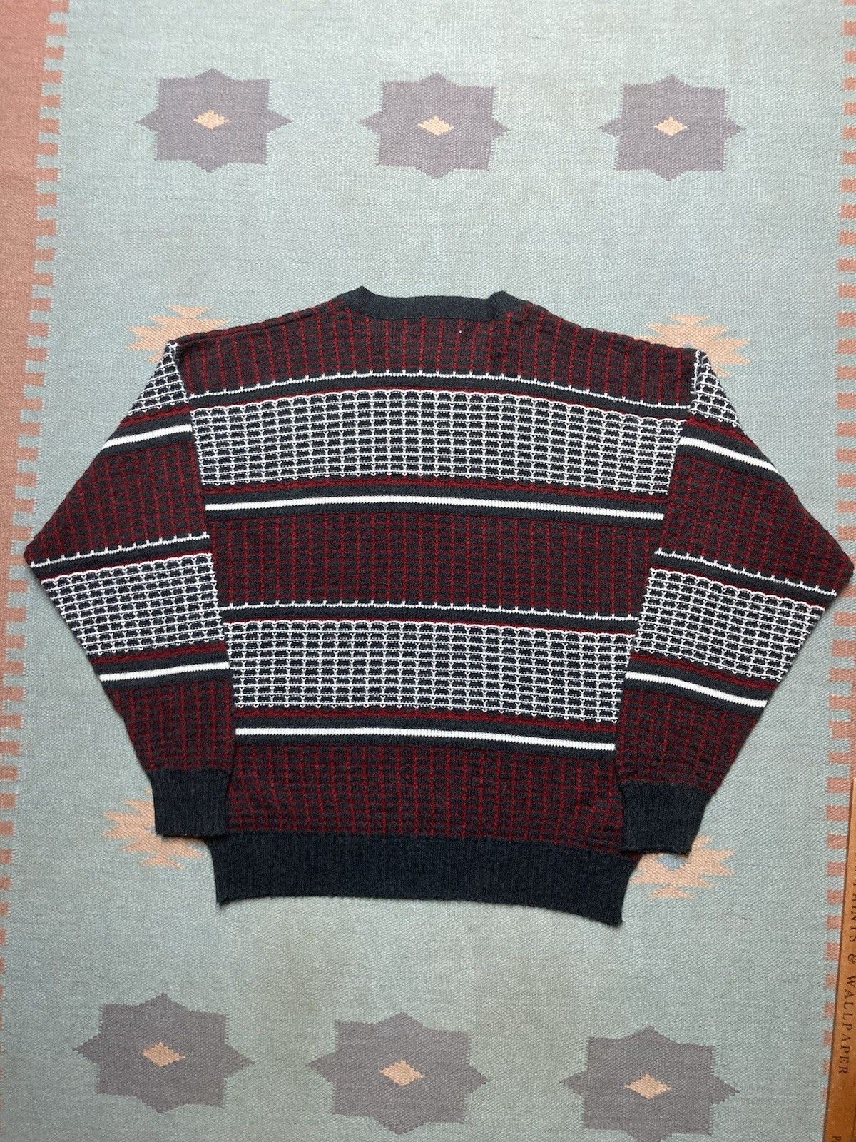 Vintage 80s acrylic knit sweater Jantzen pullover windowpane USA XL Size US XL / EU 56 / 4 - 4 Thumbnail