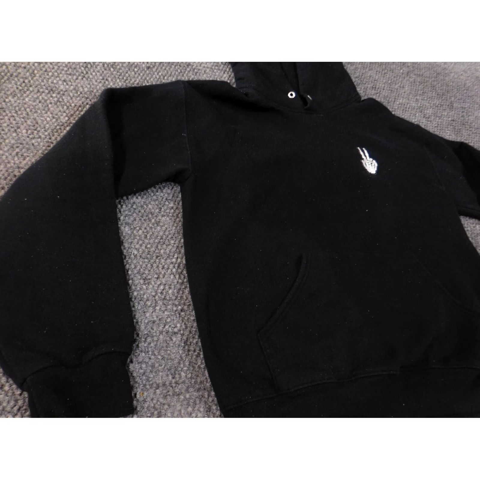 Vintage bowery supply co Hoodie Mens Small Black Zip Pullover Skeleton Peace Logo American Knit Cotton Regular pullover style Size US S / EU 44-46 / 1 - 6 Thumbnail