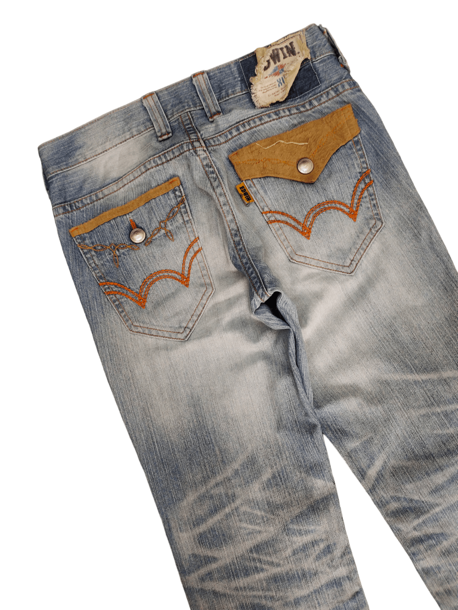 Edwin Flare Jeans Edwin XV Distress Faded Boot Cut Y2k Mudmax Size US 31 - 5 Thumbnail