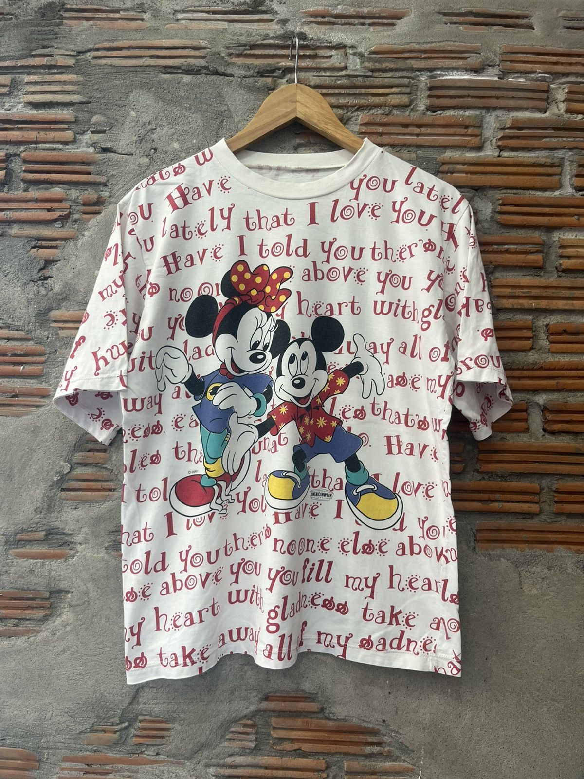 Disney Vtg OVP Disney Mickey&Minnie Mouse Americanwear 90’s Tshirt Size US M / EU 48-50 / 2 - 2 Thumbnail