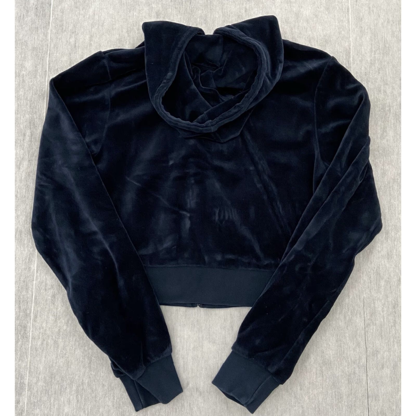 Brandy Melville Brandy Melville John Galt Sweater Womens One Size OS Blue Velour Full Zip Hoodie Brand Vintage No Size ONE SIZE - 3 Thumbnail