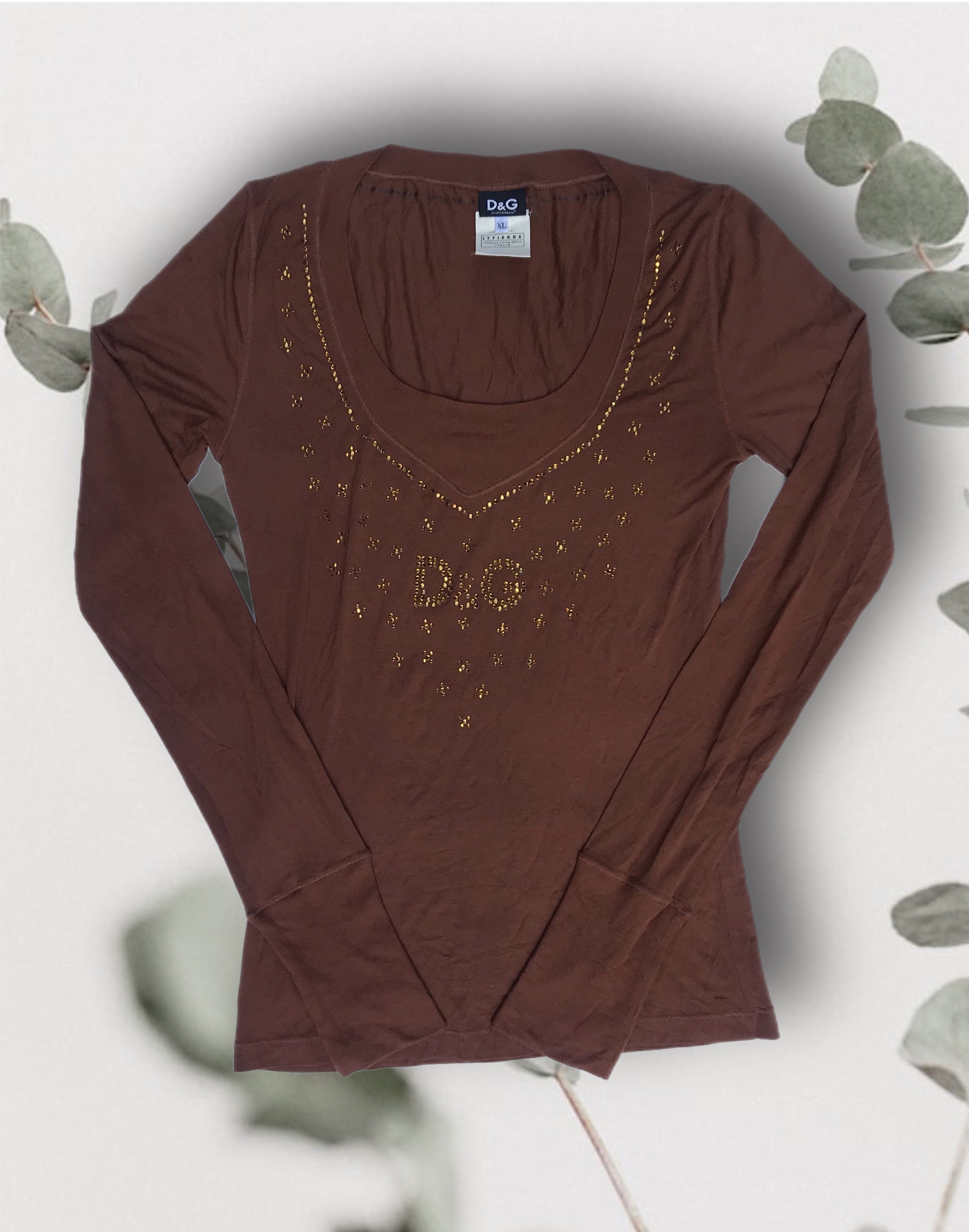Dolce & Gabbana Dolce & Gabbana D&G Women's Shirt Long Sleeve Rhinestones Size XL / US 12-14 / IT 48-50 - 2 Thumbnail