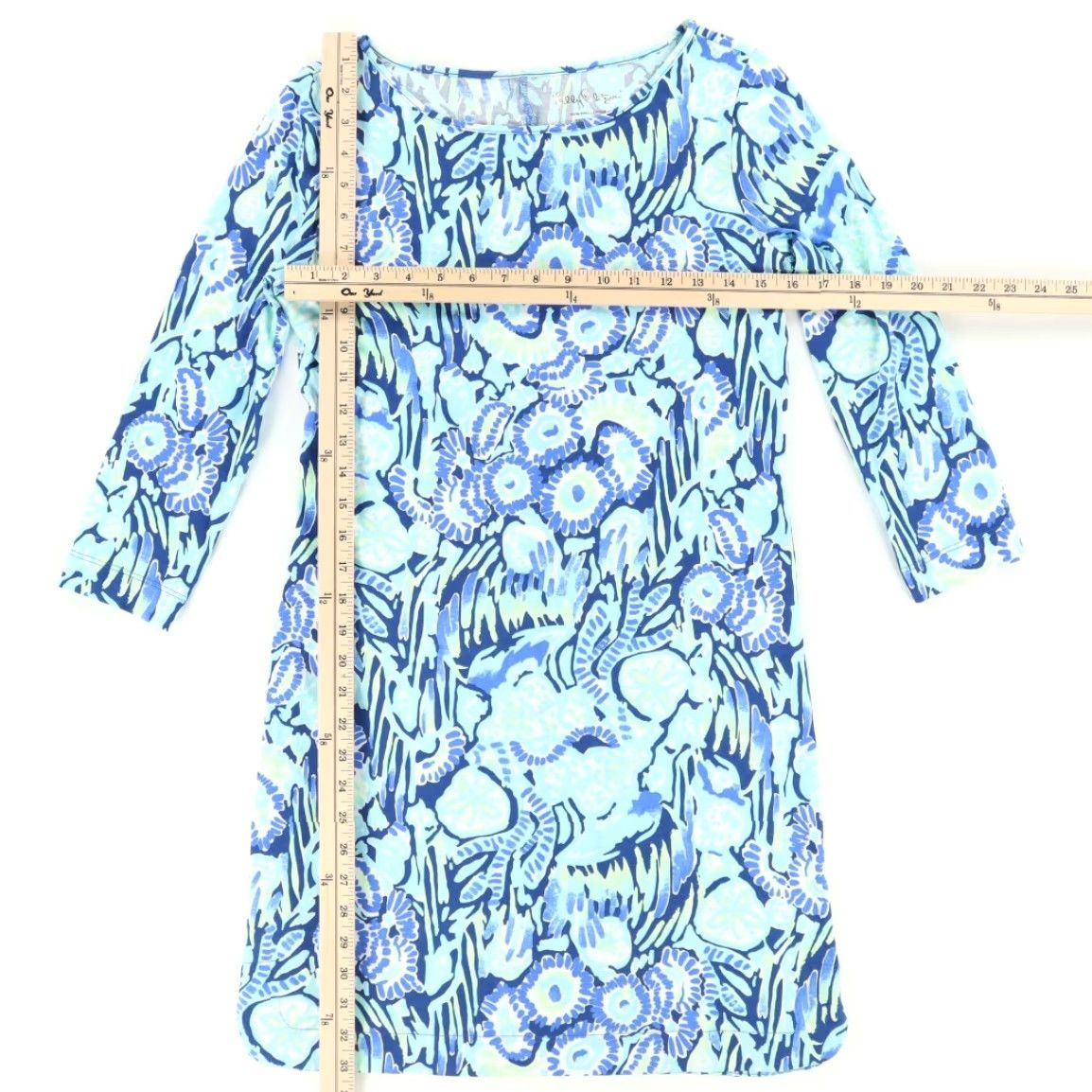 Lilly Pulitzer VINTAGE Lilly Pulitzer Marlowe Sunset Swim All Over Print 3/4 Sleeve Dress Blue Women's XS Shirt Size XS / US 0-2 / IT 36-38 - 3 Thumbnail