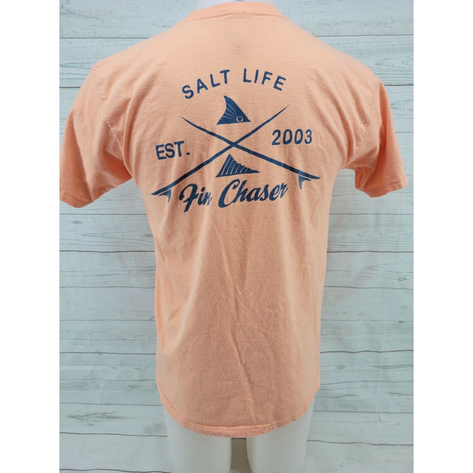 Vintage SALT Life Fin Chaser T-Shirt Orange Medium Men Shirt Short Sleeve" Size US M / EU 48-50 / 2 - 6 Thumbnail