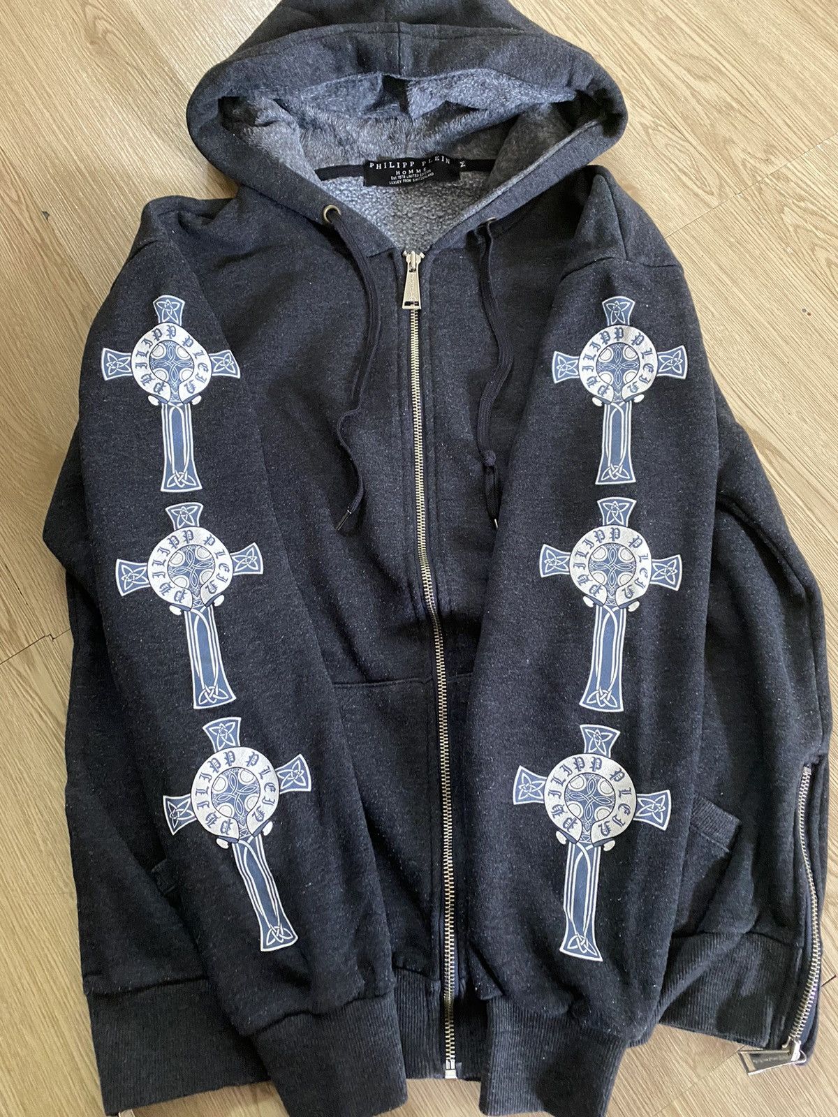 Designer × Vintage Phillip Plein Homme Hoodie Back Hit Big Logo Size US M / EU 48-50 / 2 - 3 Thumbnail
