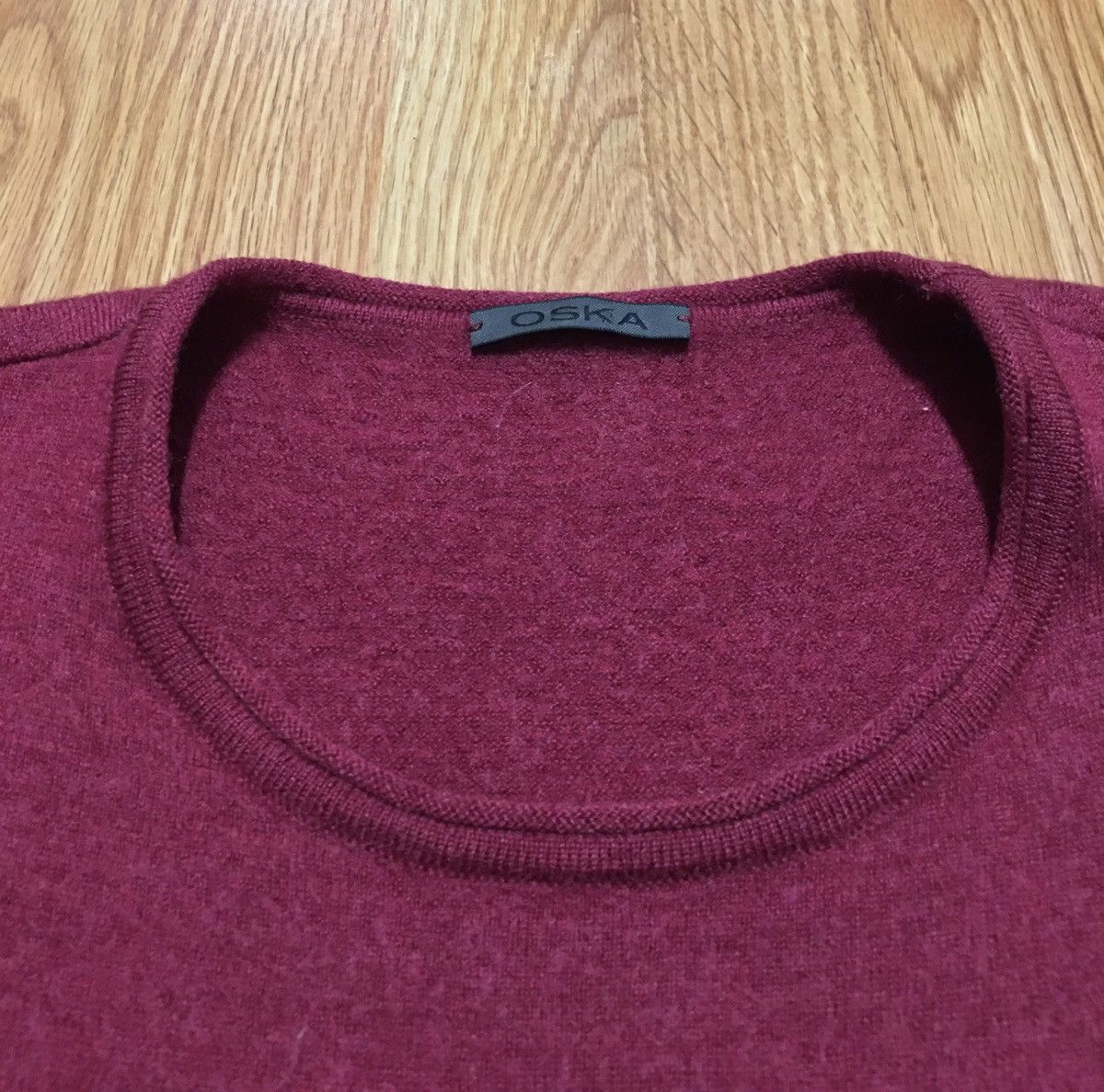 Designer OSKA Virgin Wool Burgundy Knit Sweater Size 4 Size L / US 10 / IT 46 - 7 Thumbnail