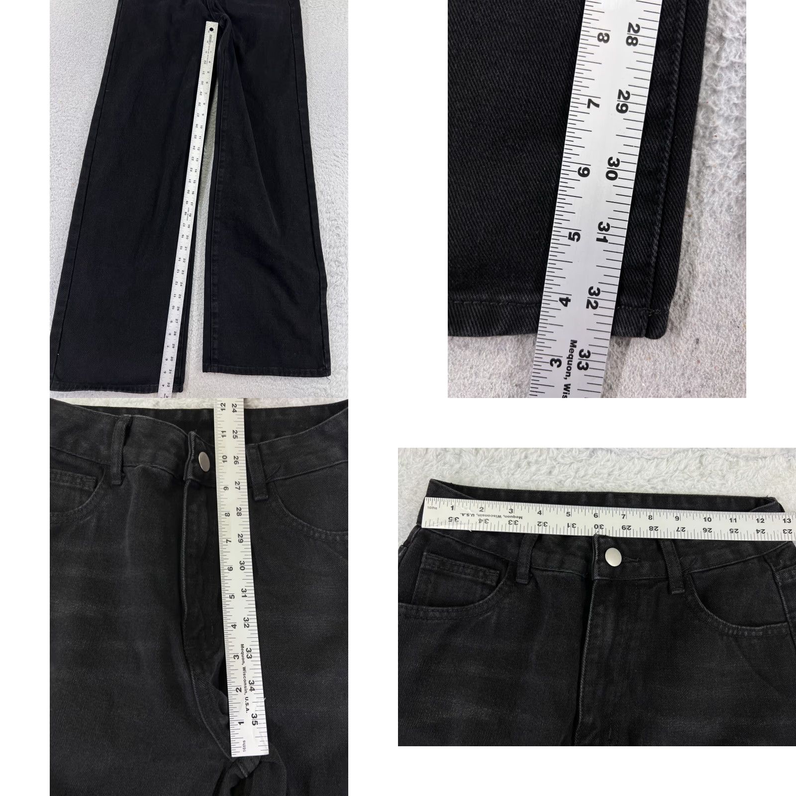 Shein SheIn Jeans Pants Womens XS Black Denim Wide-Leg High Rise 24x33 5-Pocket Design Medium Wash Cotton Cotton Slimming Comfortable 90s? Size 26" / US 2 / IT 38 - 8 Thumbnail