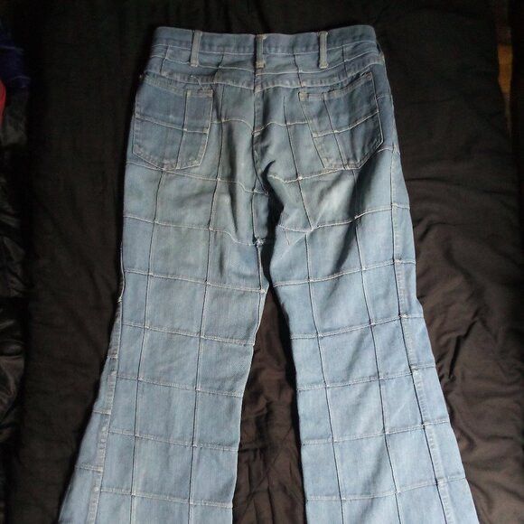 Other Vintage Brittania Patchwork Window Pane Flare Bell Jeans Size US 34 / EU 50 - 8 Thumbnail