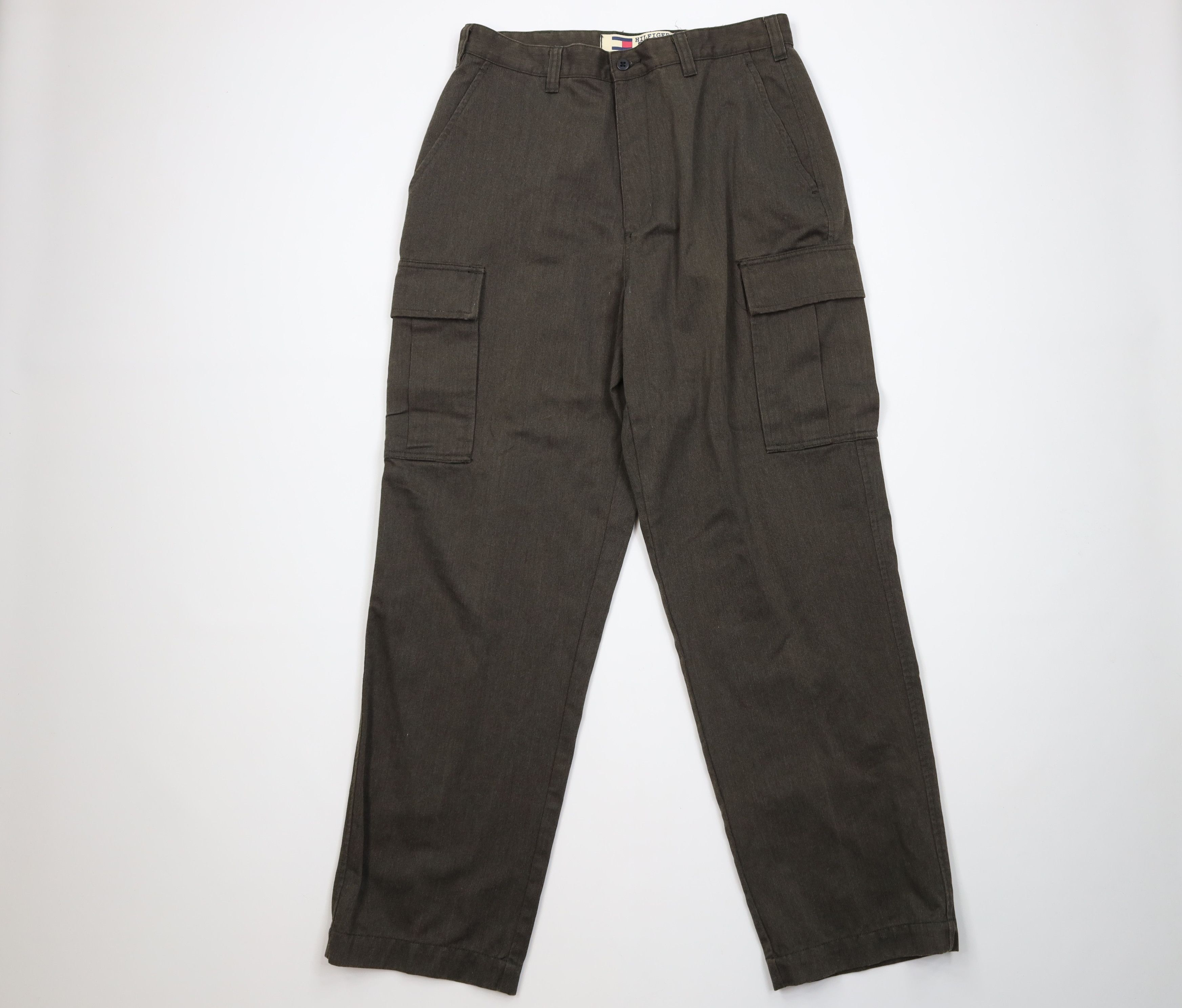 Tommy Hilfiger Vintage 90s Tommy Hilfiger Heavy Wide Leg Cargo Pants Green Size US 32 / EU 48 - 1 Thumbnail