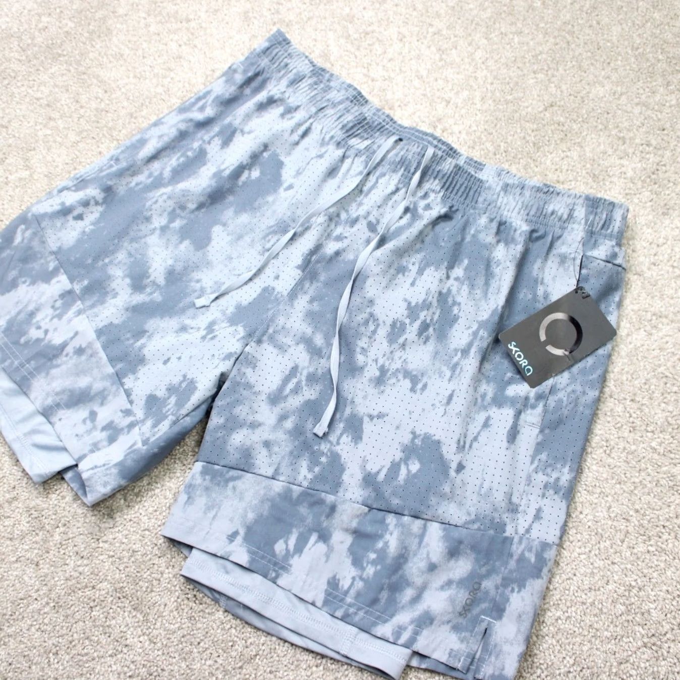 Vintage Skora Shorts Mens XL Gray Athletic Run Quick Dry Lined Drawstring Size US 36 / EU 52 - 2 Thumbnail