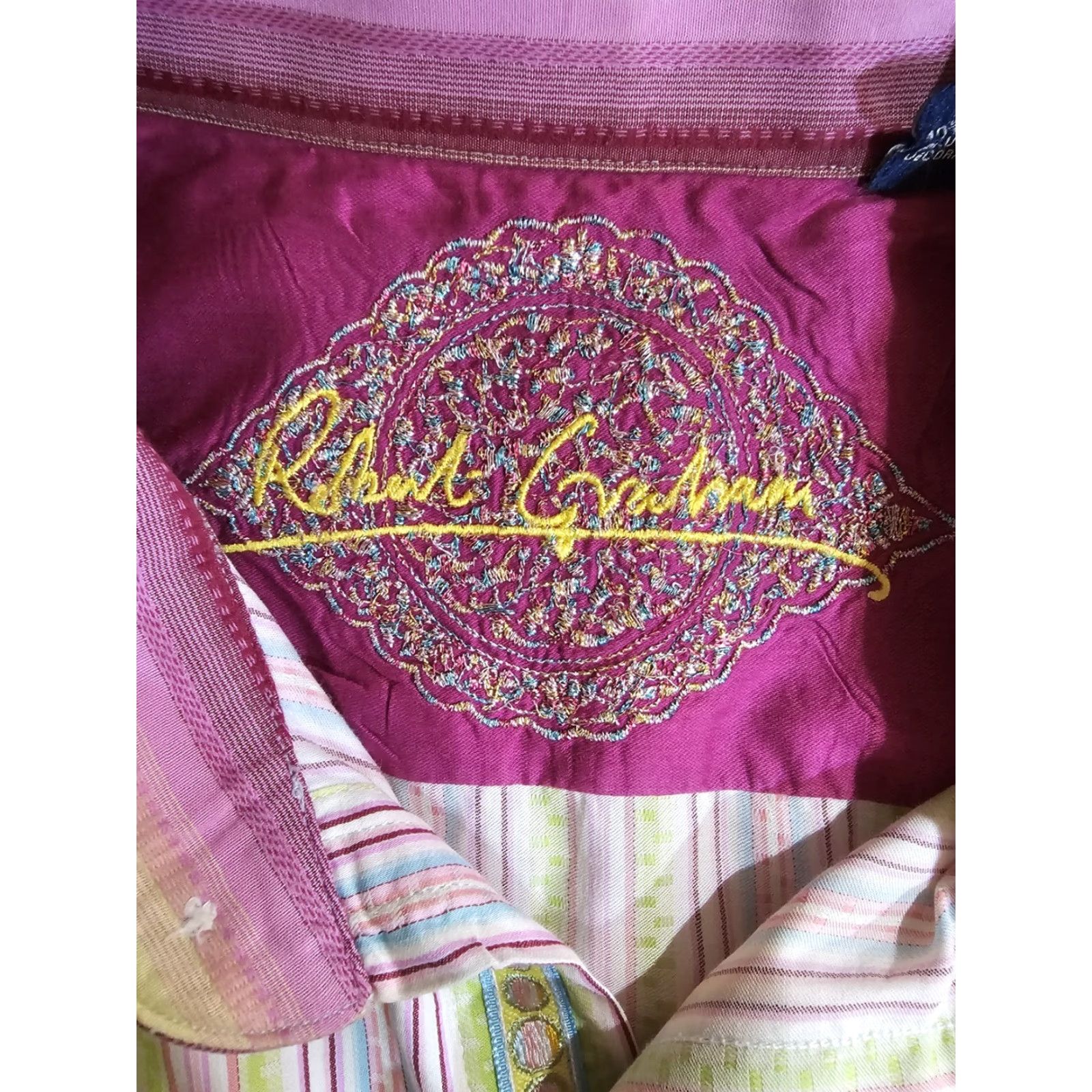 Robert Graham Robert Graham Signature Button Up Dress Shirt Multicolor Design Barrel Cuffs Lg Mens Size 42R - 4 Thumbnail