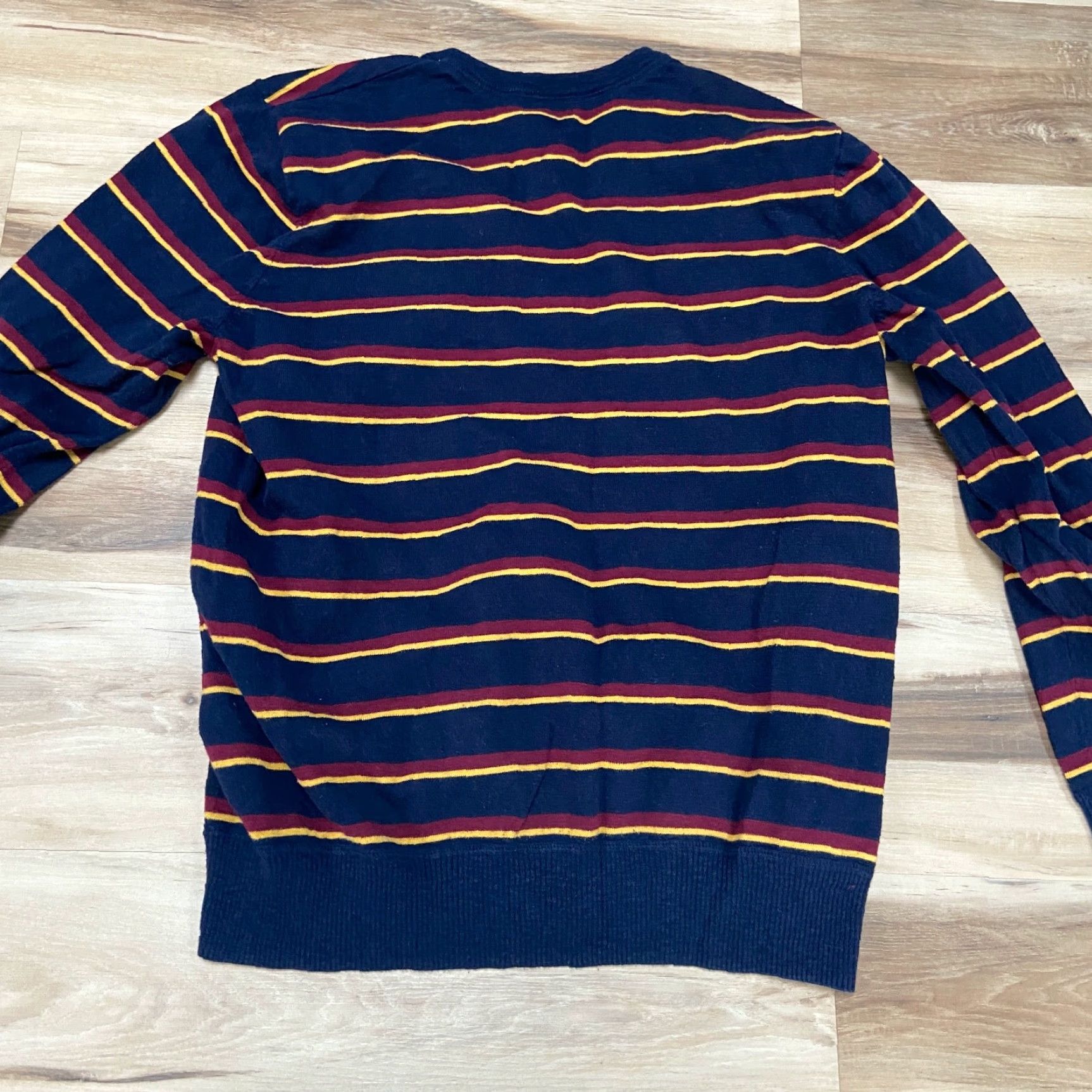 American Eagle Outfitters American Eagle Sweater Mens XL Navy Blue Striped V Neck Long Sleeve Pullover Size US XL / EU 56 / 4 - 7 Thumbnail