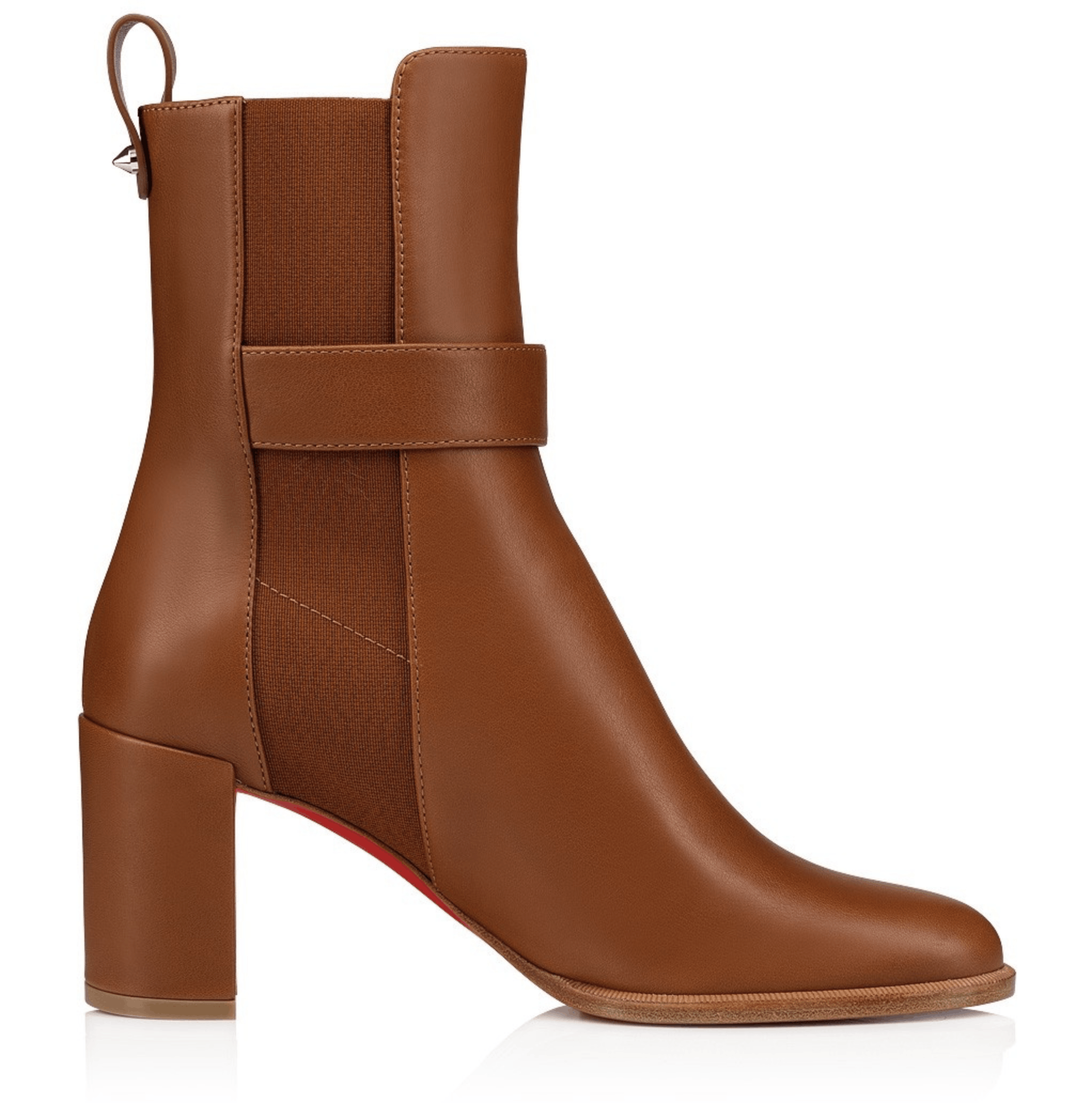 Christian Louboutin CL Chelsea Booty 70 Cuoio Brown Block Heel Ankle Bootie 37 Size US 7 / IT 37 - 9 Thumbnail