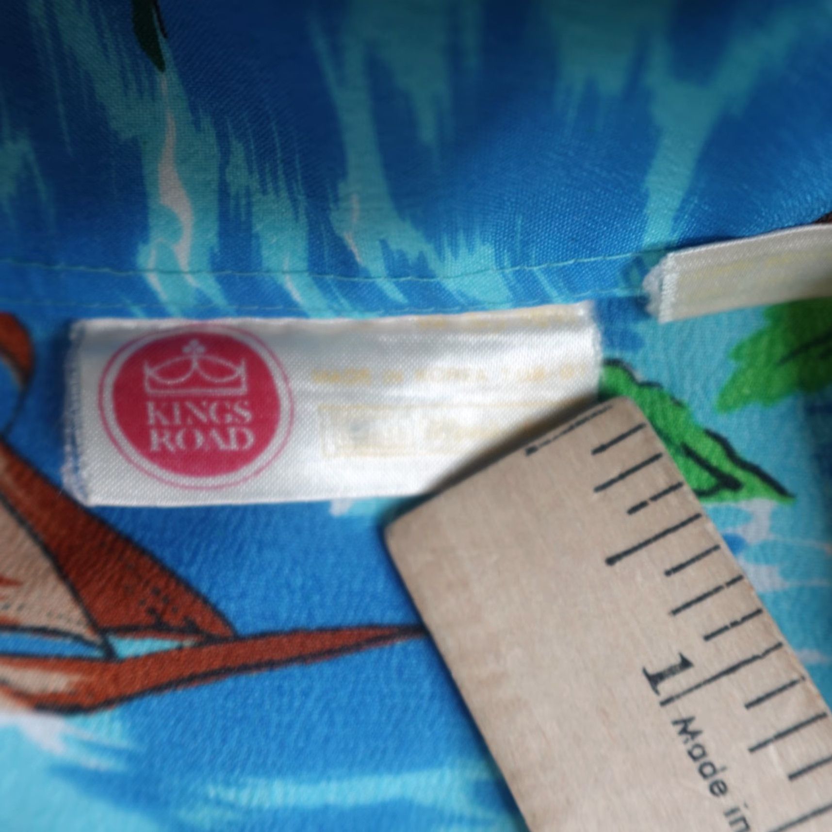 Sears VINTAGE Kings Road Hawaiian Shirt L Blue Floral Button-Up Short Sleeve Collared Men 70s Size US L / EU 52-54 / 3 - 5 Thumbnail