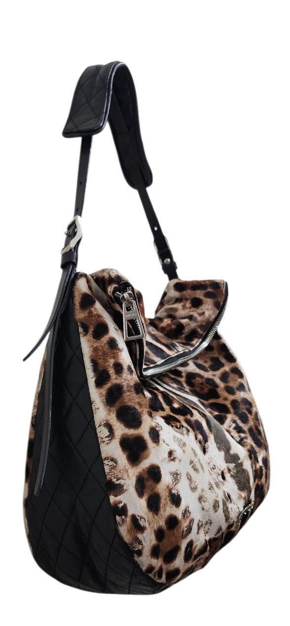 Jimmy Choo Jimmy Choo Animal Print Hobo Bag Fur & Leather Designer Size ONE SIZE - 10 Thumbnail