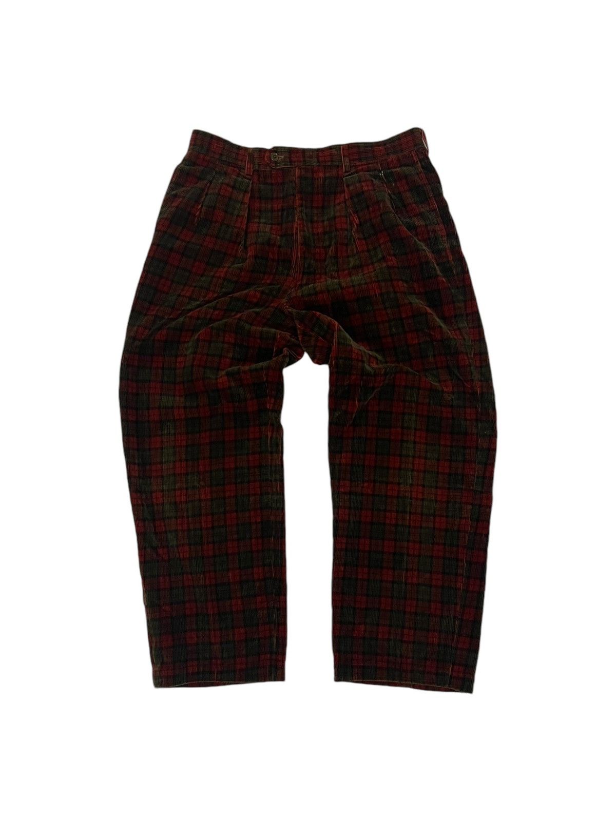 Harry Rosen × Vintage Harry Rosen Plaid Checked Corduroy Pants Size US 33 - 1 Thumbnail