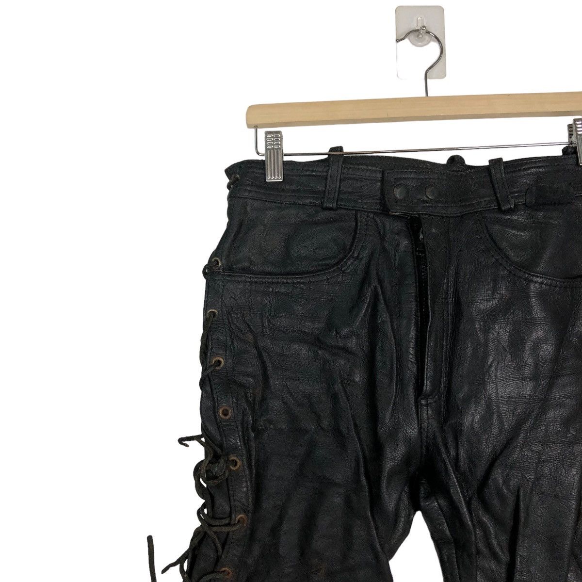 Genuine Leather 🔥Rare Bondage Punk Style Genuine Leather Pants Parachute Size US 30 / EU 46 - 6 Thumbnail