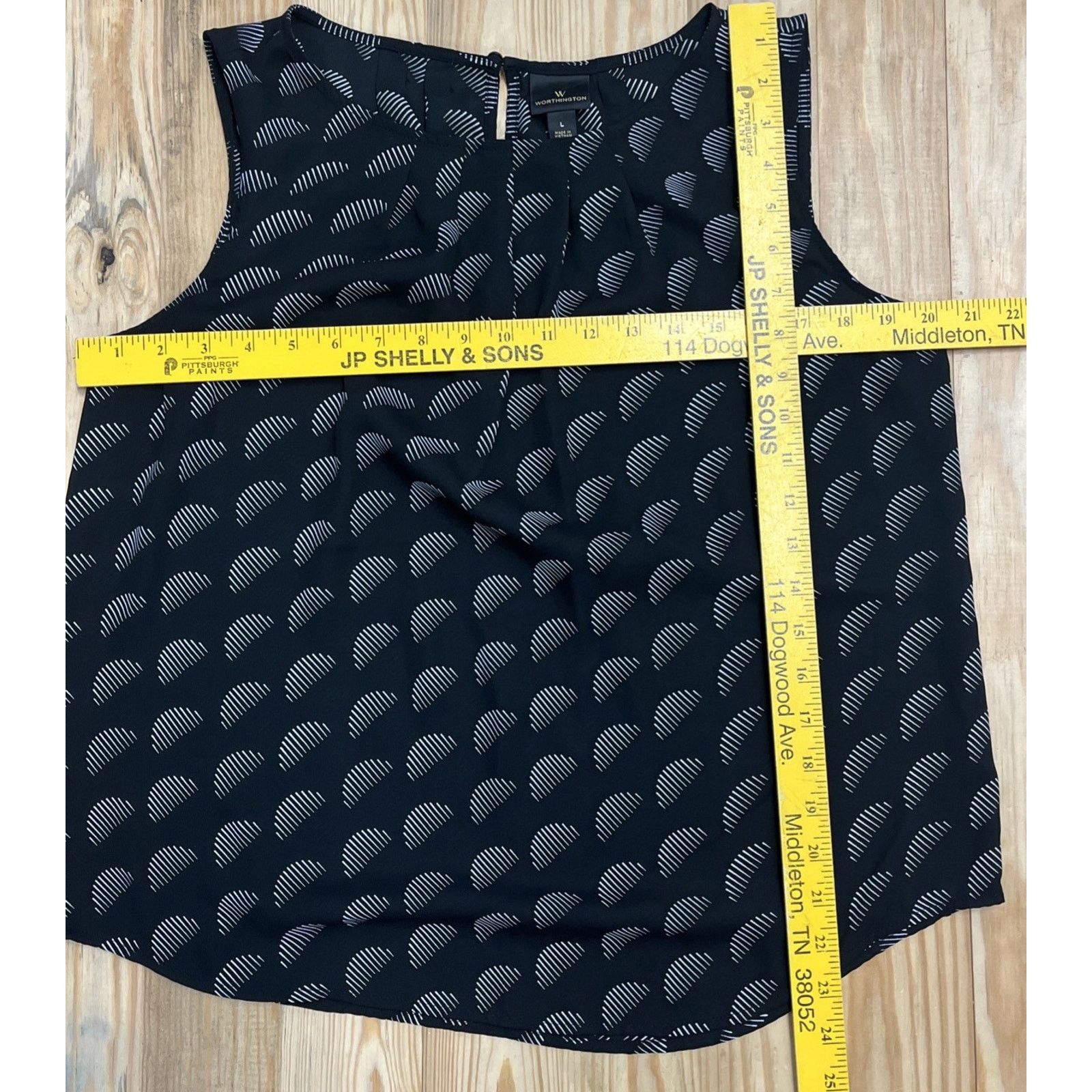 Worthington Worthington Pleated Boat Neck Tank Size L Black White Geo Size L / US 10 / IT 46 - 5 Thumbnail