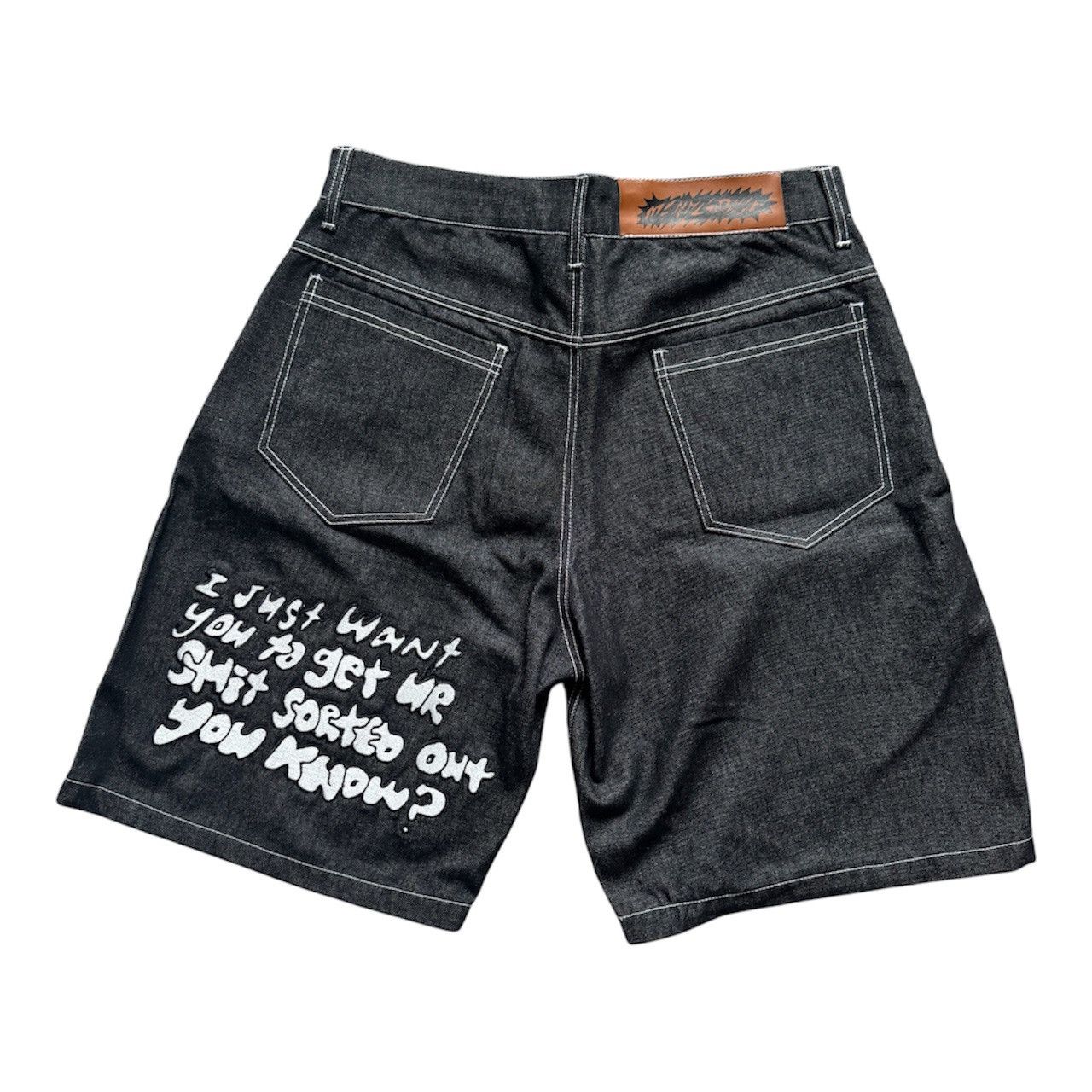 Other Mind Liquid ‘Sorted Out’ Black Denim Shorts Size US 34 / EU 50 - 2 Thumbnail