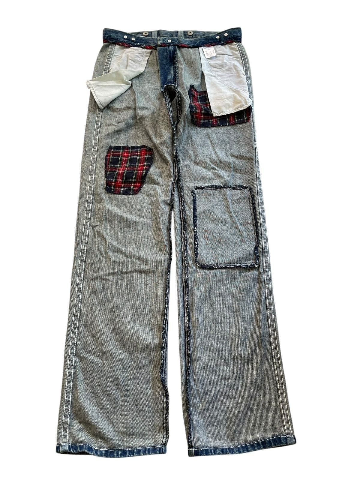 Japanese Brand × Vintage Japanese Brand Buckle Back Patch Up Jeans Size US 32 / EU 48 - 9 Thumbnail