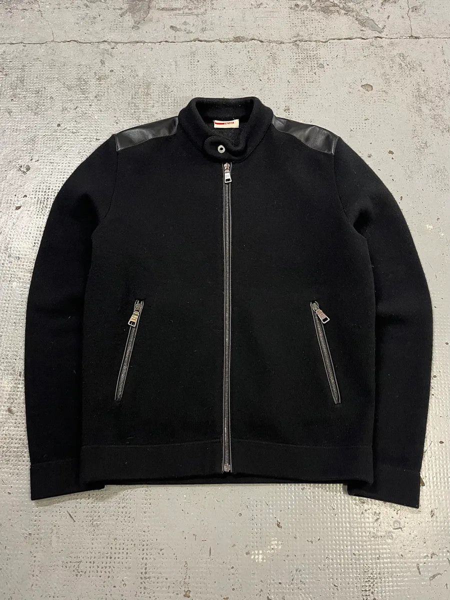 Prada 2000s Prada Wool & Leather Shoulder Black Zip-Up Sweater Size US M / EU 48-50 / 2 - 3 Thumbnail