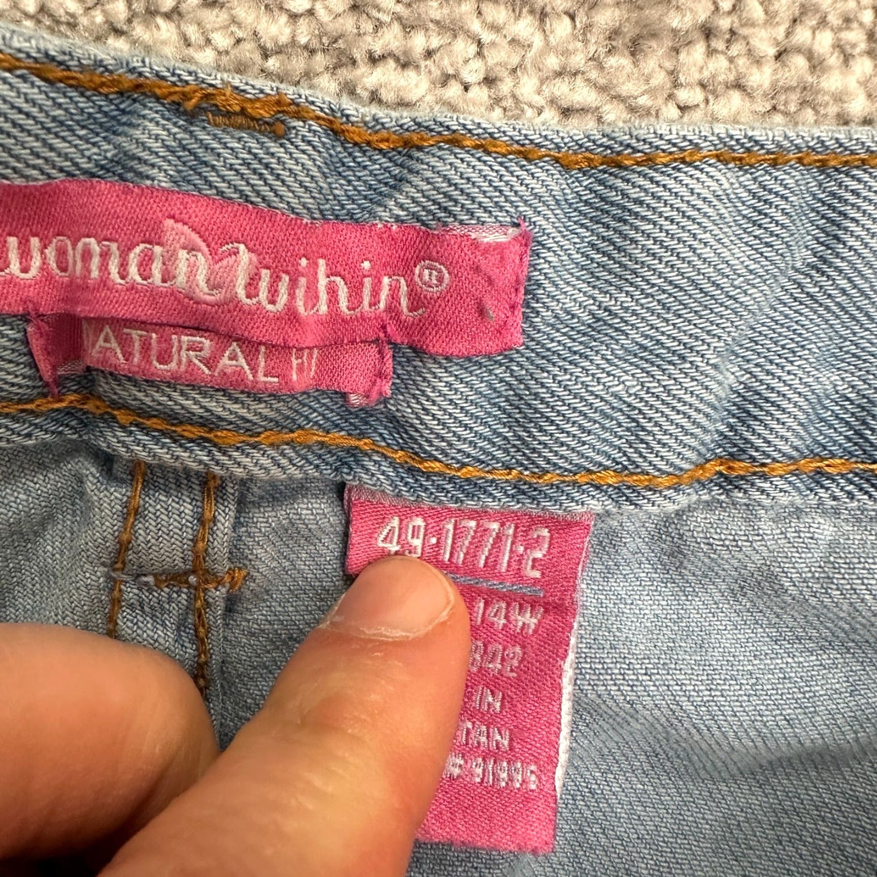 Vintage Woman Within Jeans 14W Blue Straight Leg 34x28.5 Womens Plus Casual Denim Shirt? Size 36" / US 14 / IT 50 - 6 Thumbnail