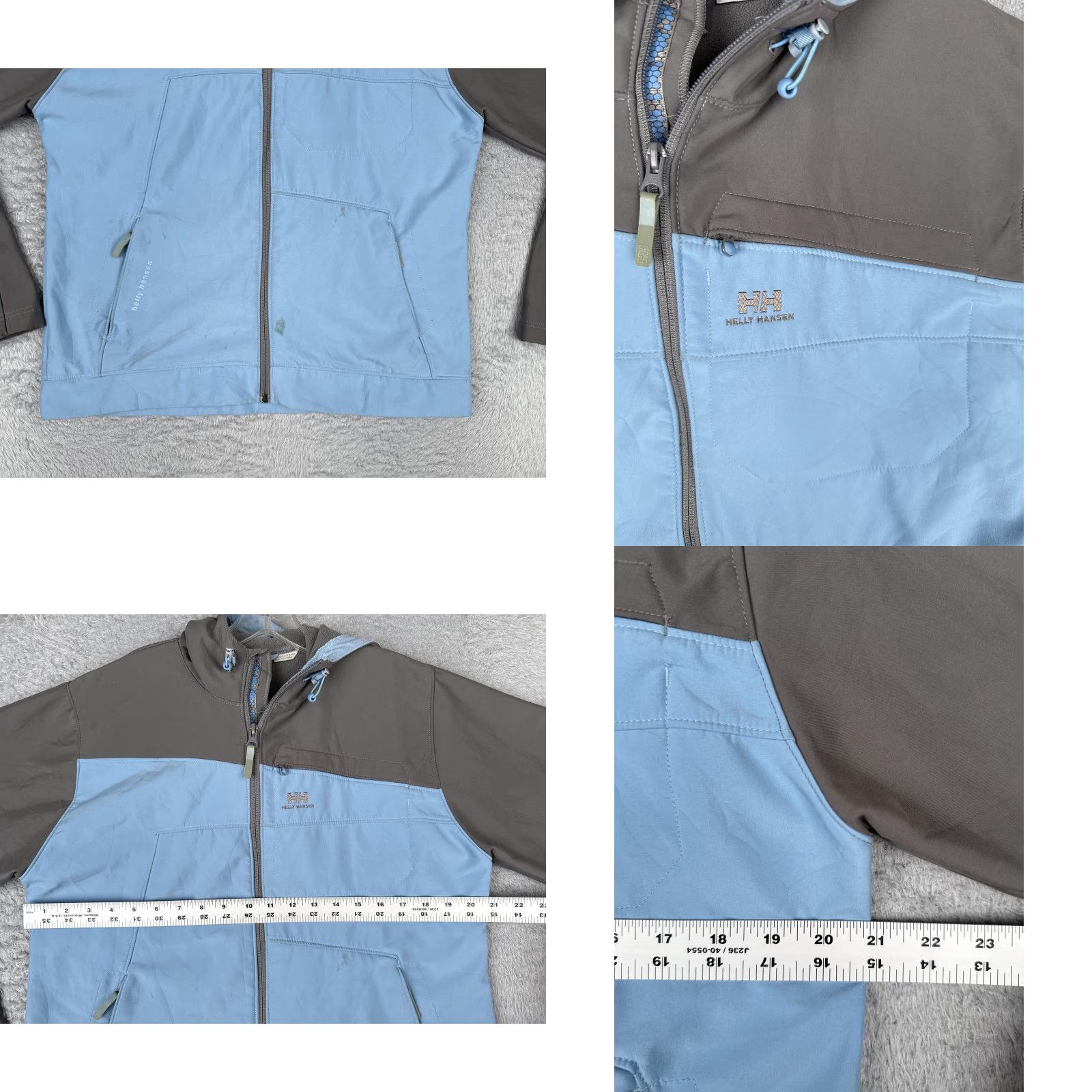 Helly Hansen VINTAGE Helly Hansen Jacket Women XL Blue Brown Hood Softshell Fleece Lined Windbreaker Size XL / US 12-14 / IT 48-50 - 8 Thumbnail