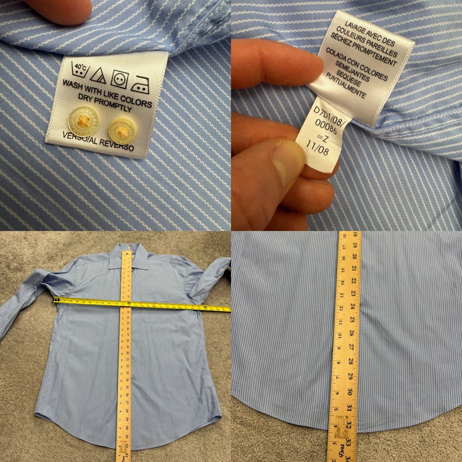 Tommy Bahama Tommy Bahama Dress Shirt Blue Striped Mens 15.5 32-33 Cotton 100% Long Sleeve Regular Classic Workwear Shirt Mens Size 42R - 8 Thumbnail