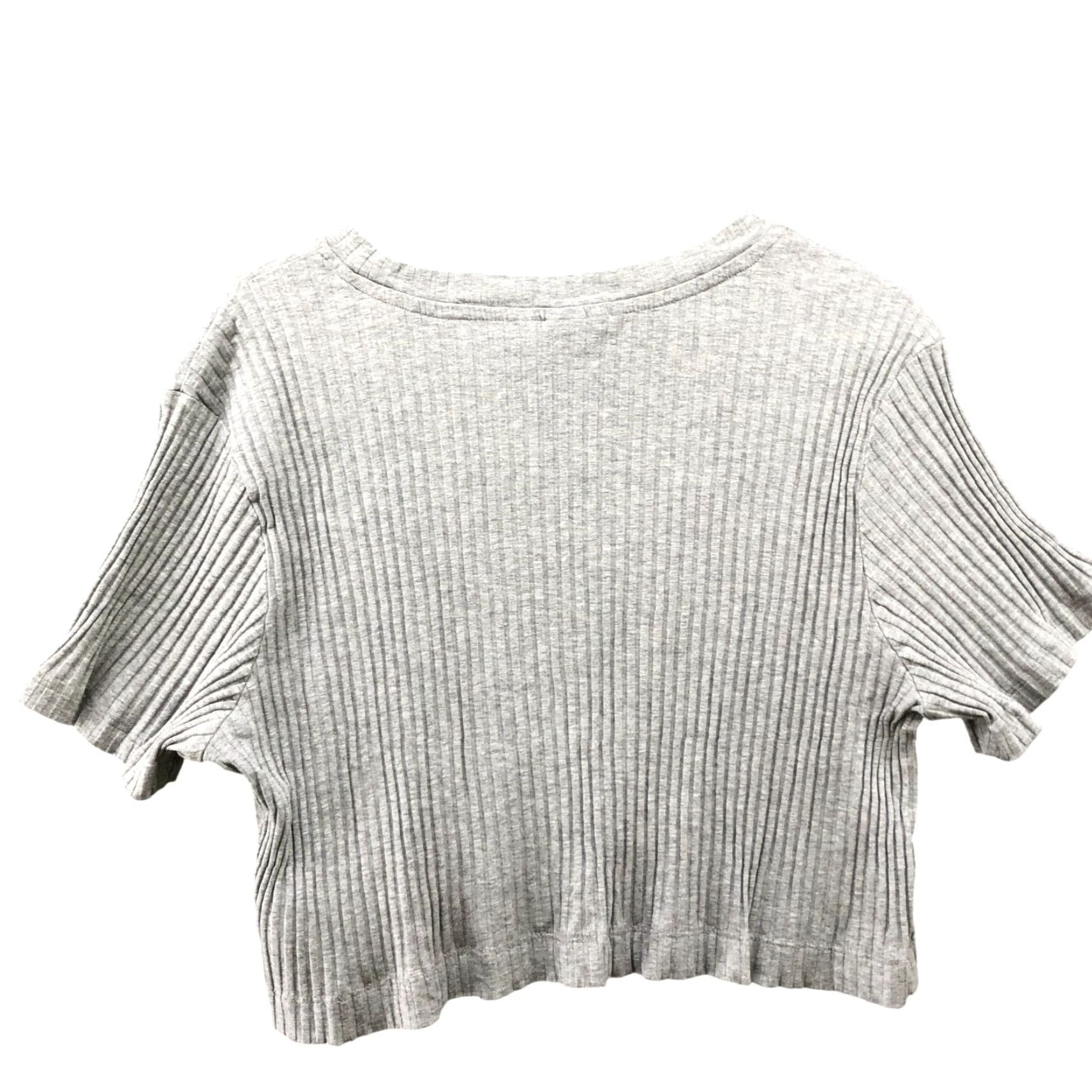 H&M H&M Women’s Cropped T-Shirt L Gray Ribbed Crewneck Short Sleeve Casual Knit Stretch Size L / US 10 / IT 46 - 2 Thumbnail