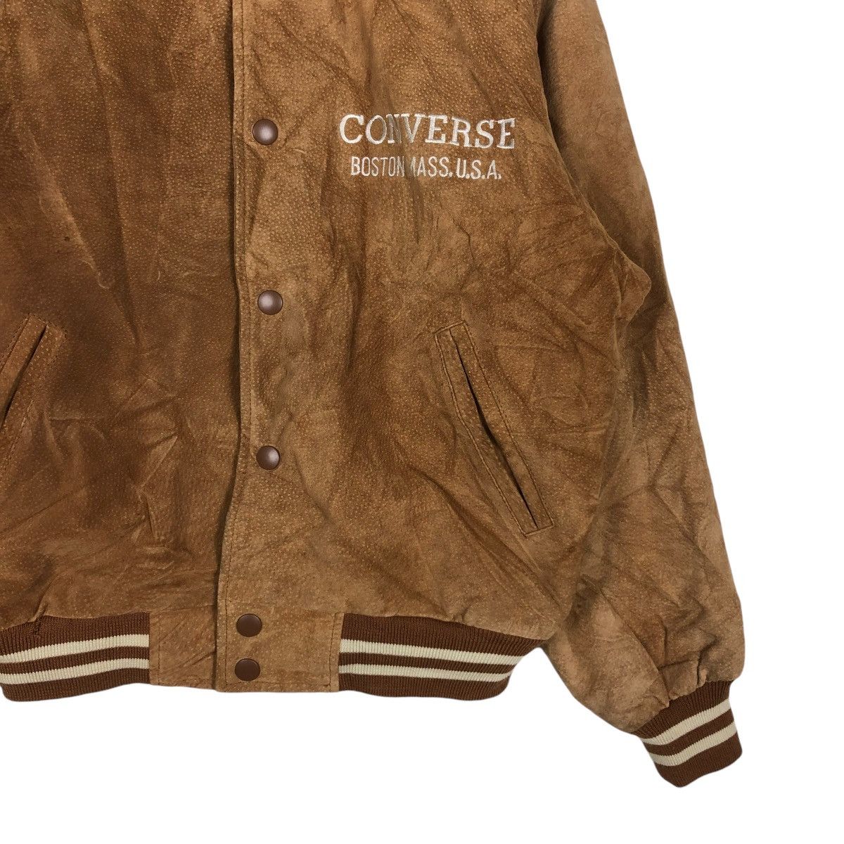Converse 🔥VINTAGE BOMBER LEATHER JACKET CONVERSE ALL STAR BIG LOGO Size US M / EU 48-50 / 2 - 7 Thumbnail