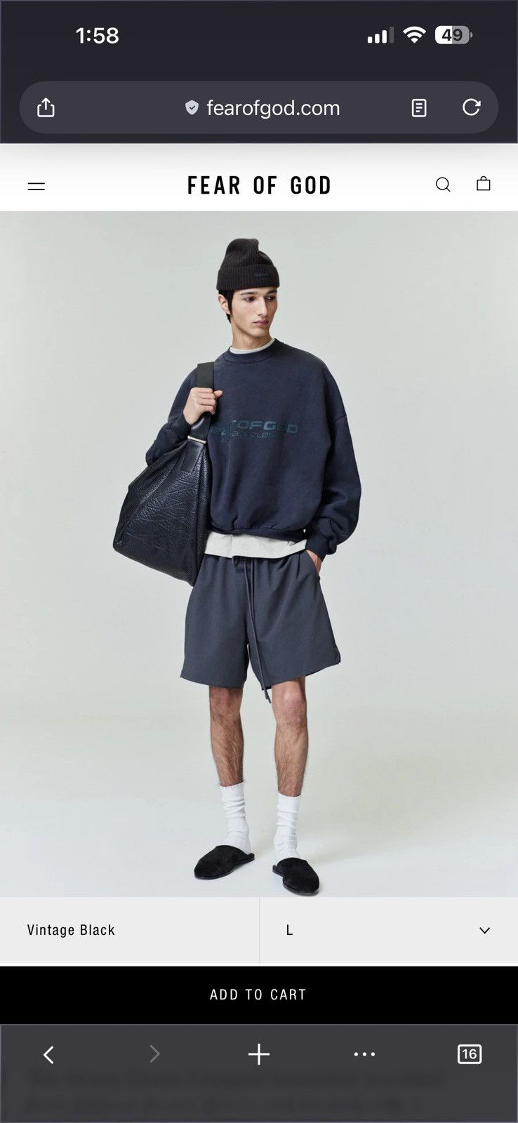 Fear of God FEAR OF GOD - LOS ANGELES HEAVY FLEECE CROPPED SWEATSHIRT Size US S / EU 44-46 / 1 - 12 Thumbnail