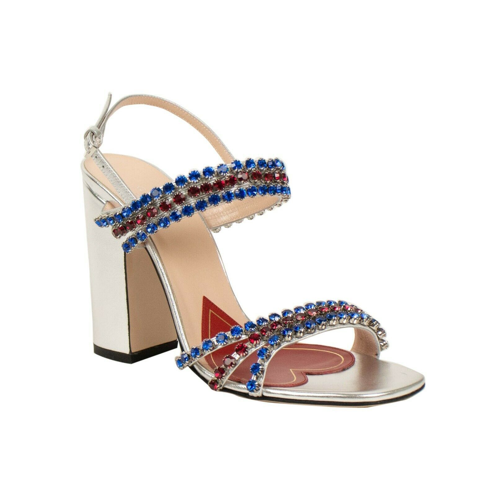 Gucci Silver Bertie Leather With Crystals Sandals Pumps Size 6.5 Size US 6.5 / IT 36.5 - 1 Thumbnail