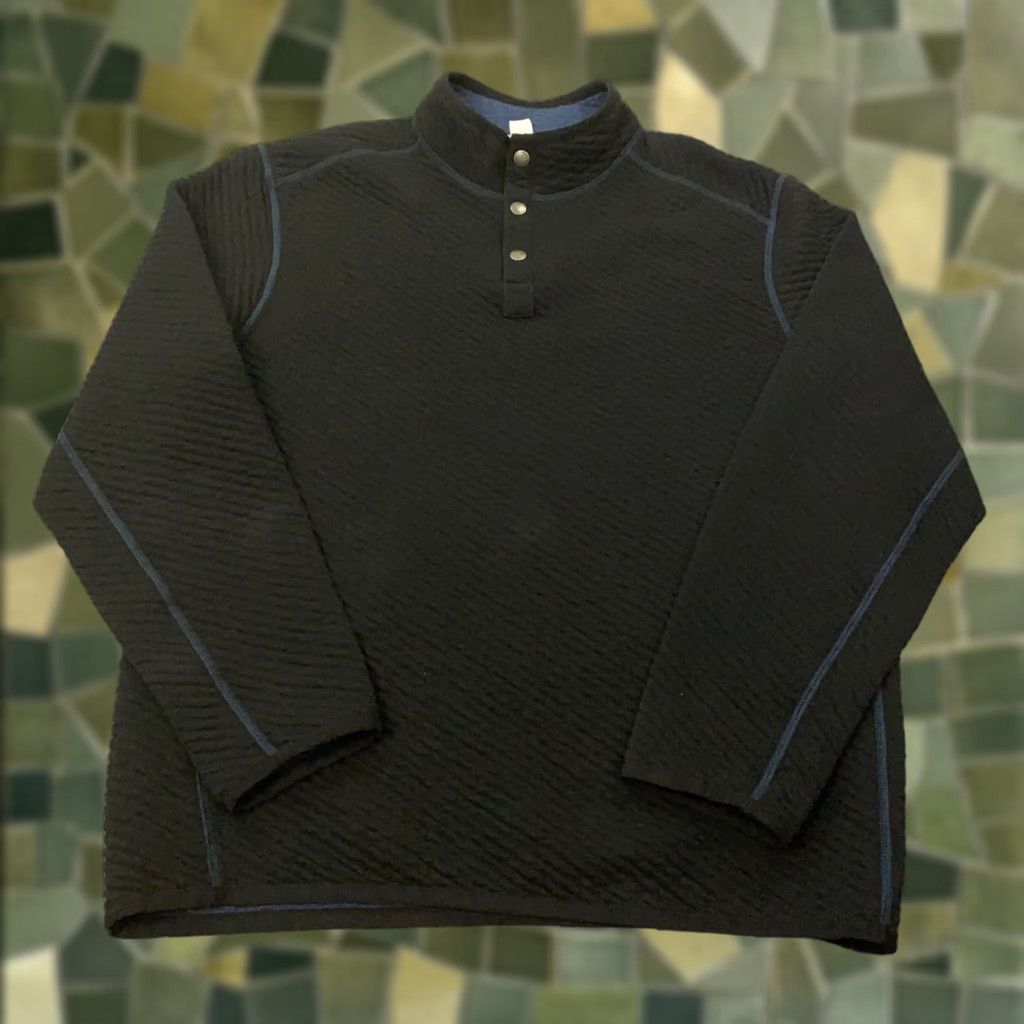 Tommy Bahama Tommy Bahama Reversible Sweater Mens Large Blue Embroidered Pullover 1/4 Snap Mock Neck Casual Travel Hiking Nature Outdoor Knit Pullover Mens L Blue Size US L / EU 52-54 / 3 - 1 Thumbnail