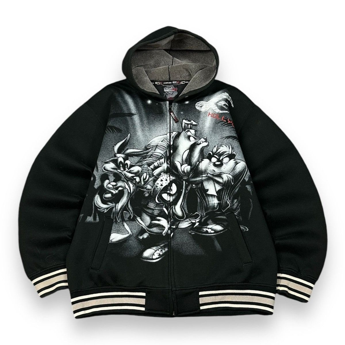 LOT29 LOONEY TUNES 刺繍 ジップアップパーカー HIPHOP Vintage Lot 29 Looney Tunes Sweater Bugs Bunny Hoodie