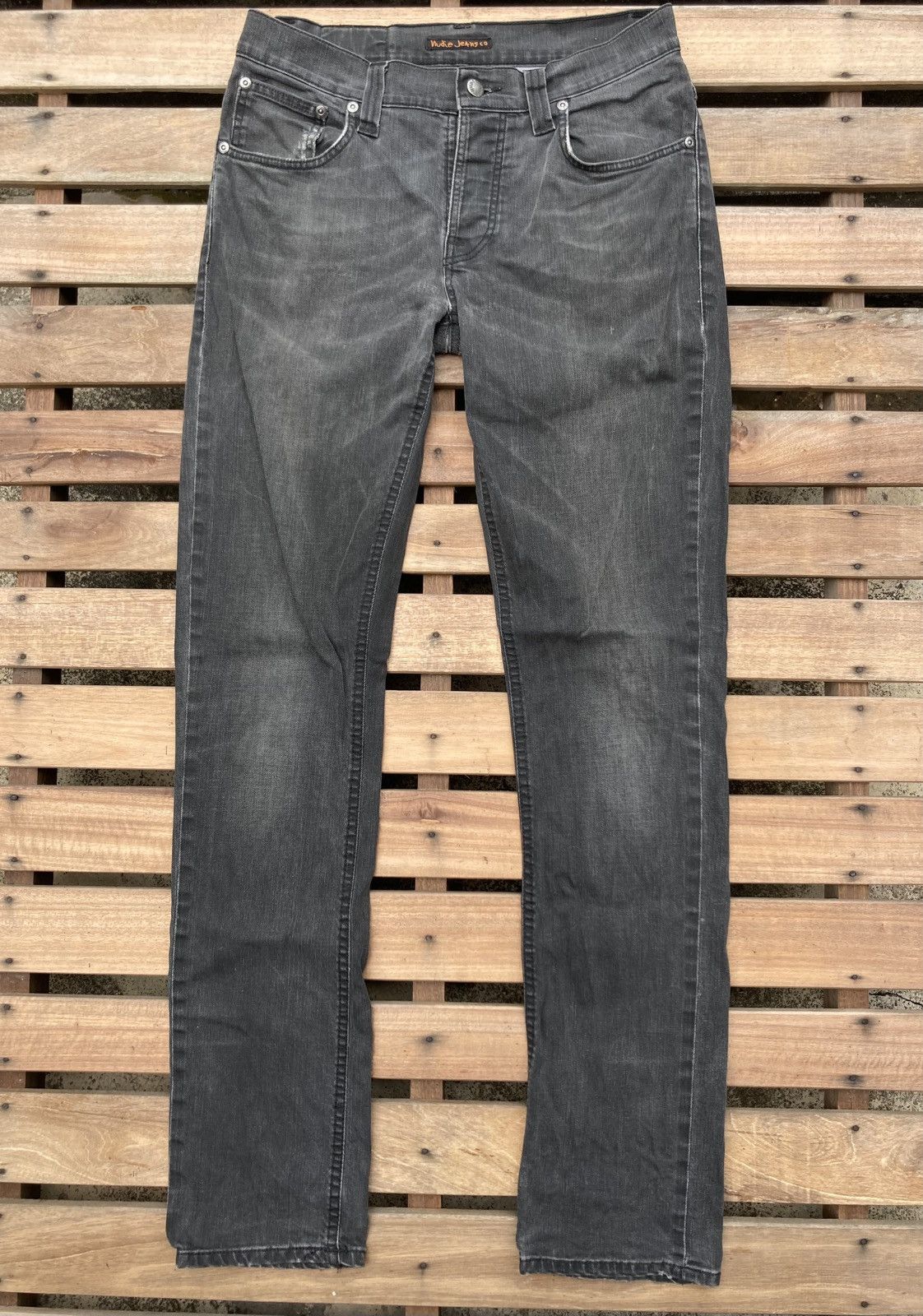 Nudie Jeans Distressed Nudie Grim Tim Broken Black Jeans Size US 32 / EU 48 - 2 Thumbnail