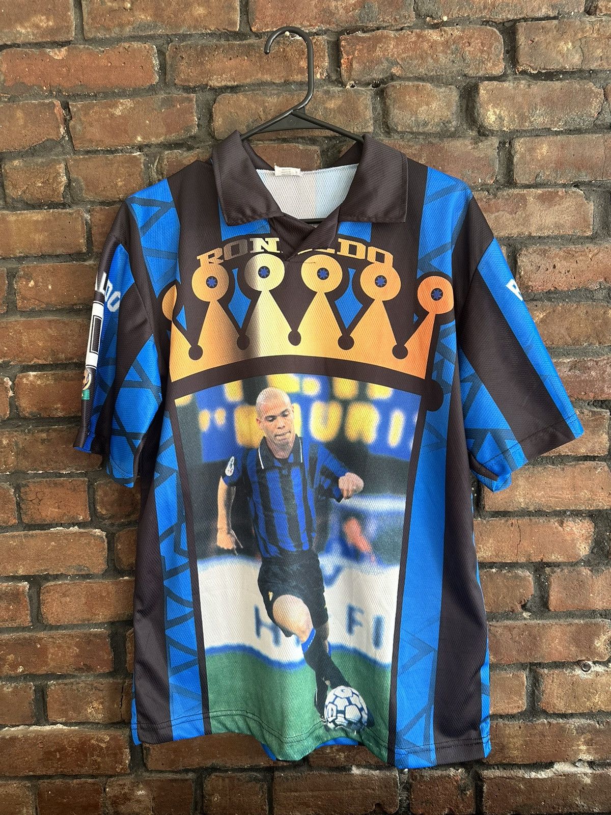 Vintage Inter Milan Ronaldo blue & black football shirt 90s
