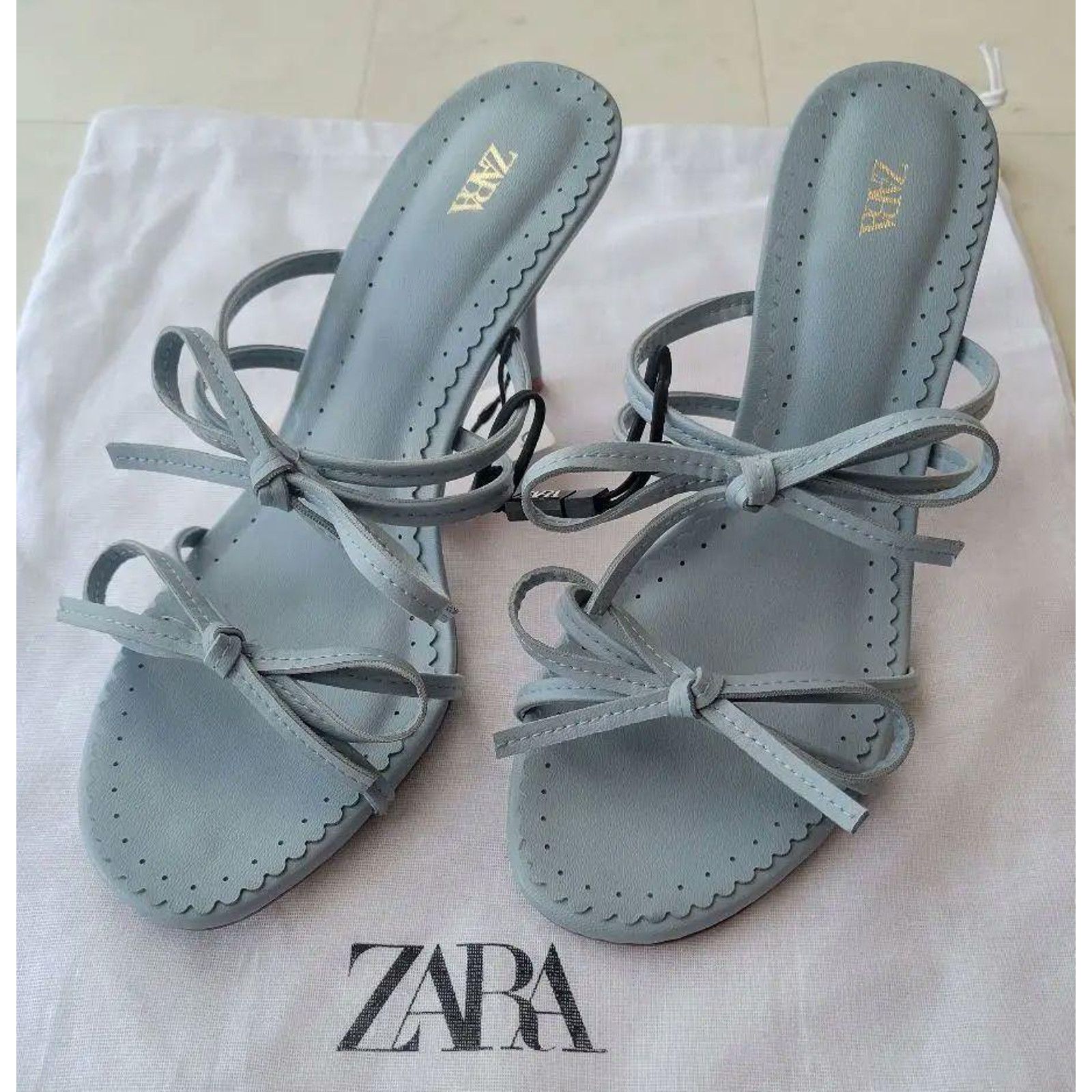 Zara ZARA women's Blue Strappy Heels NWT Size US 8 / IT 38 - 7 Thumbnail