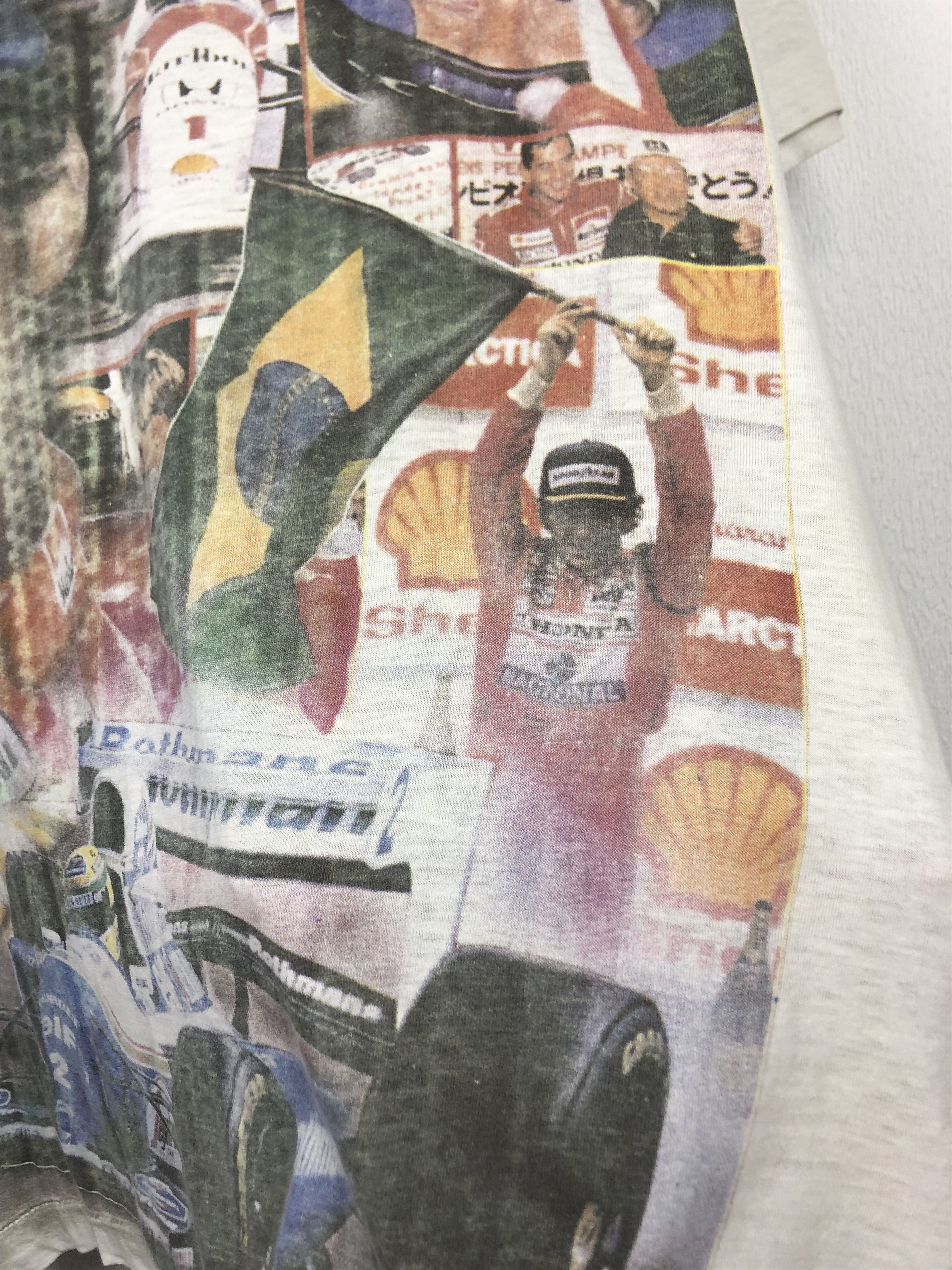 Vintage Vintage 90's Ayrton Senna Racing Tee Shirt Over Print Shirt Size US L / EU 52-54 / 3 - 4 Thumbnail