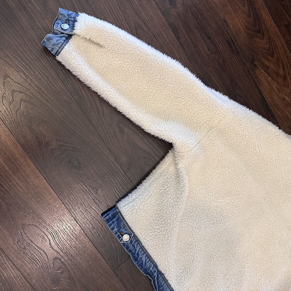 Other White fur denim fleece jacket button up sz large angel kiss Size L / US 10 / IT 46 - 8 Thumbnail