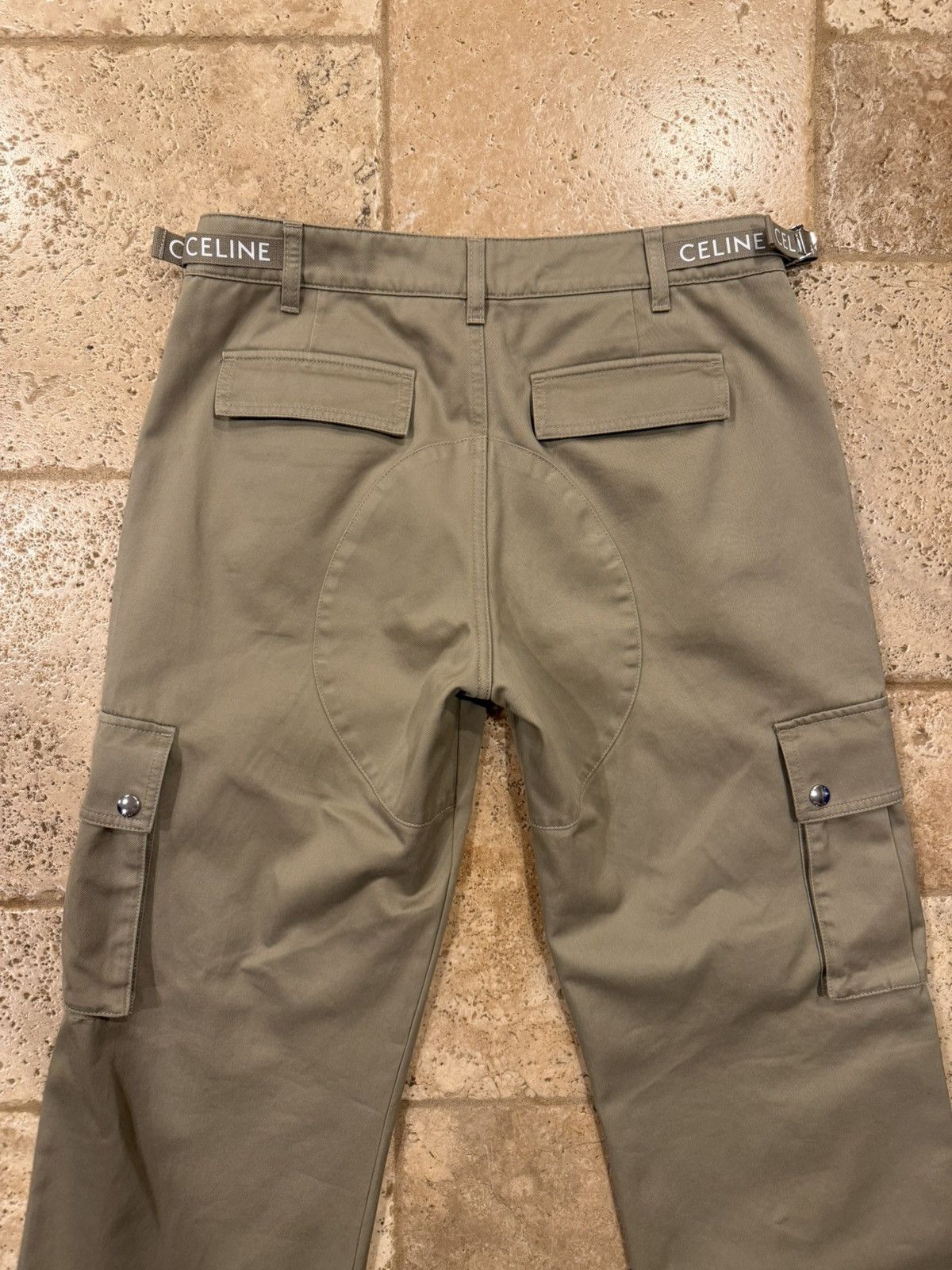 Celine Celine x Hedi Twill Khaki Logo Cargo Trouser Pants Size US 32 / EU 48 - 12 Thumbnail