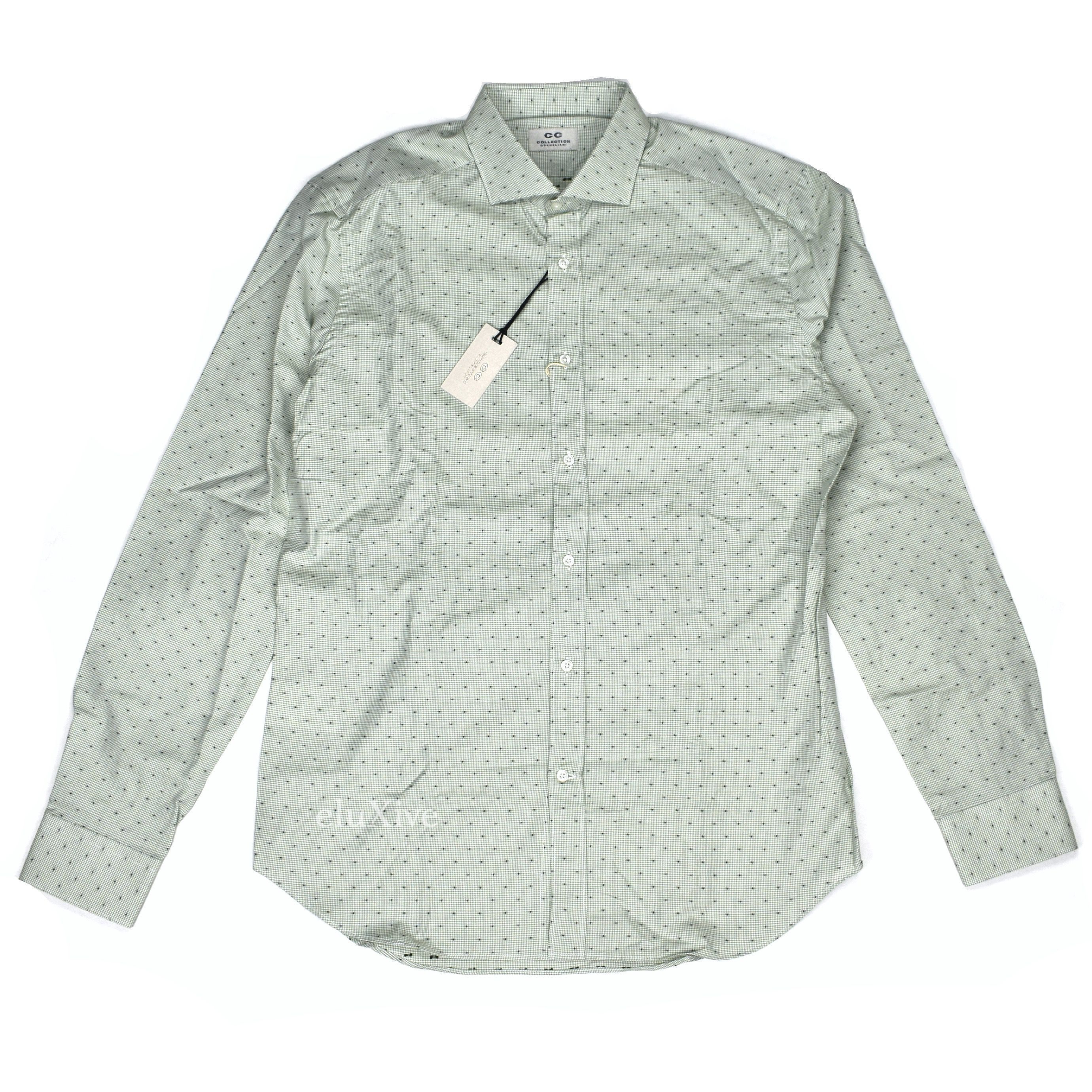 Corneliani Corneliani Green Micro Houndstooth Dot Button Down Shirt Size US L / EU 52-54 / 3 - 1 Preview